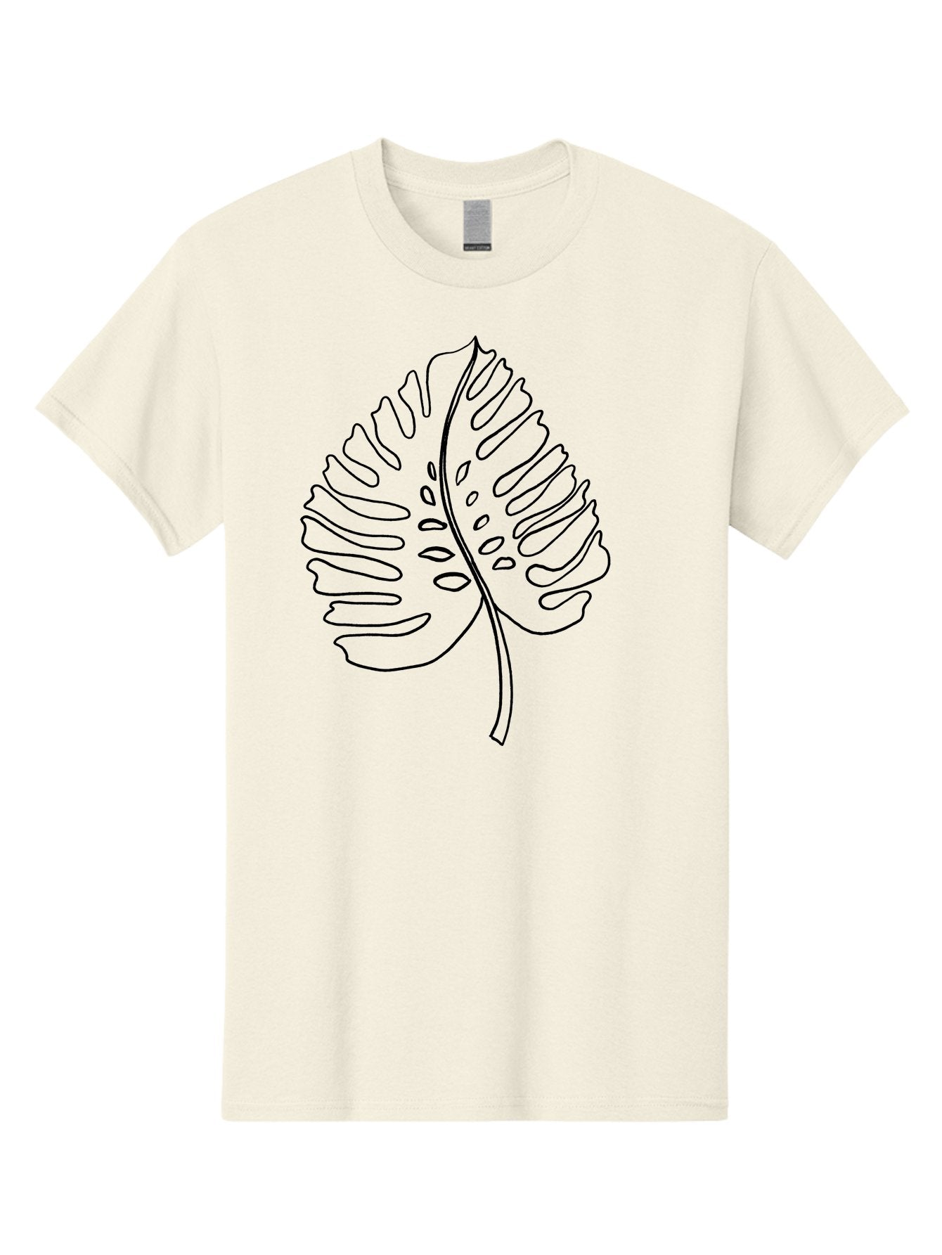 Monstera-Leaf Men'S Graphic Tee, 100% Cotton, Comfortable Casual Summer Wear, Machine Washable, Monstera Leaf, Tropical Foliage, Minimalist Design, Black Outline, Simple Illustration, Houseplant Graphics, Leaf Pattern, Exotic Plants, -  Aaa468 7