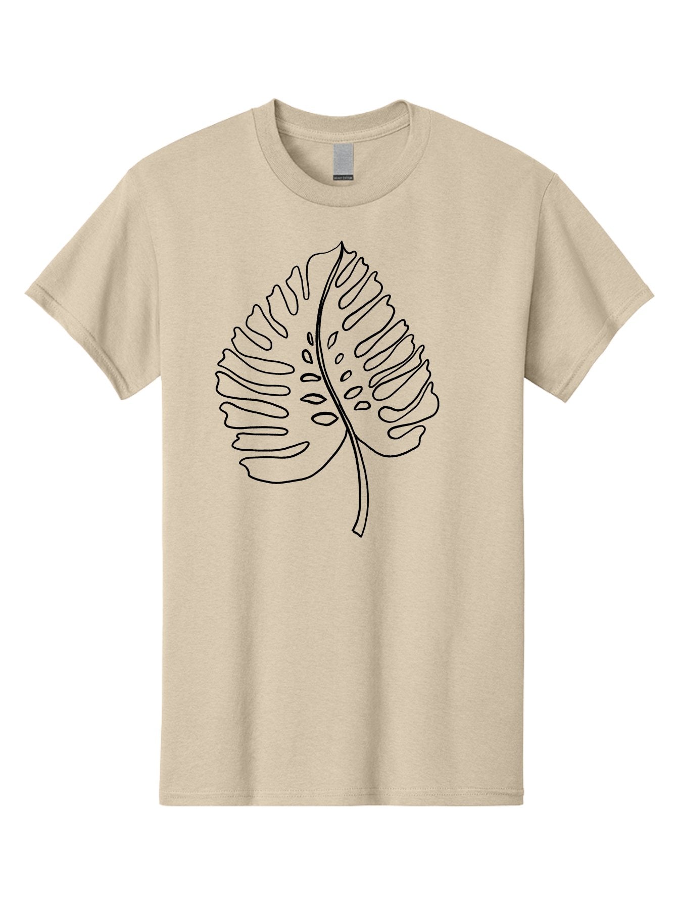 Monstera-Leaf Men'S Graphic Tee, 100% Cotton, Comfortable Casual Summer Wear, Machine Washable, Monstera Leaf, Tropical Foliage, Minimalist Design, Black Outline, Simple Illustration, Houseplant Graphics, Leaf Pattern, Exotic Plants, -  Aaa468 13