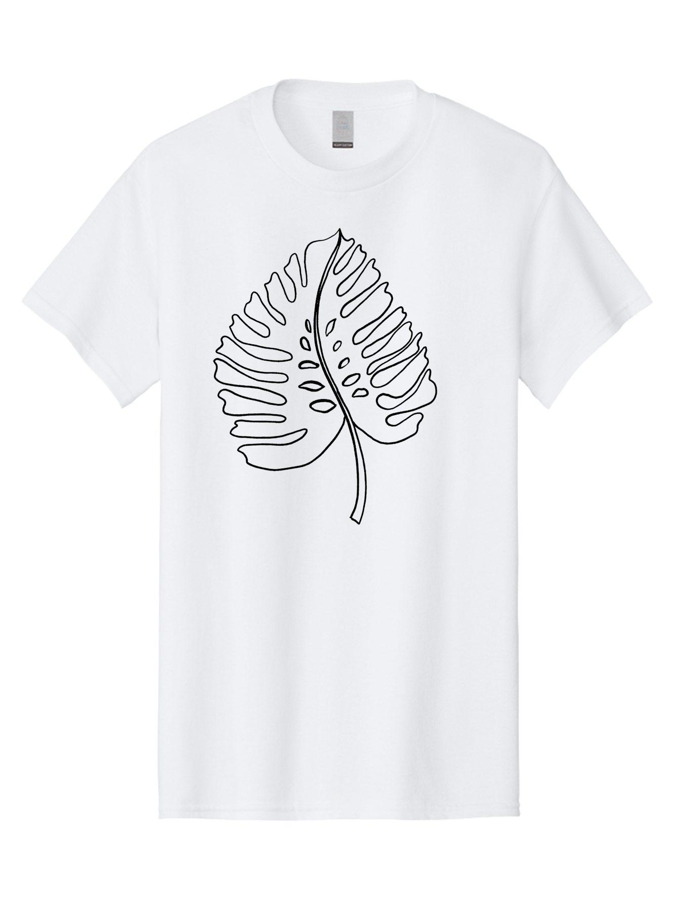 Monstera-Leaf Men'S Graphic Tee, 100% Cotton, Comfortable Casual Summer Wear, Machine Washable, Monstera Leaf, Tropical Foliage, Minimalist Design, Black Outline, Simple Illustration, Houseplant Graphics, Leaf Pattern, Exotic Plants, -  Aaa468 29