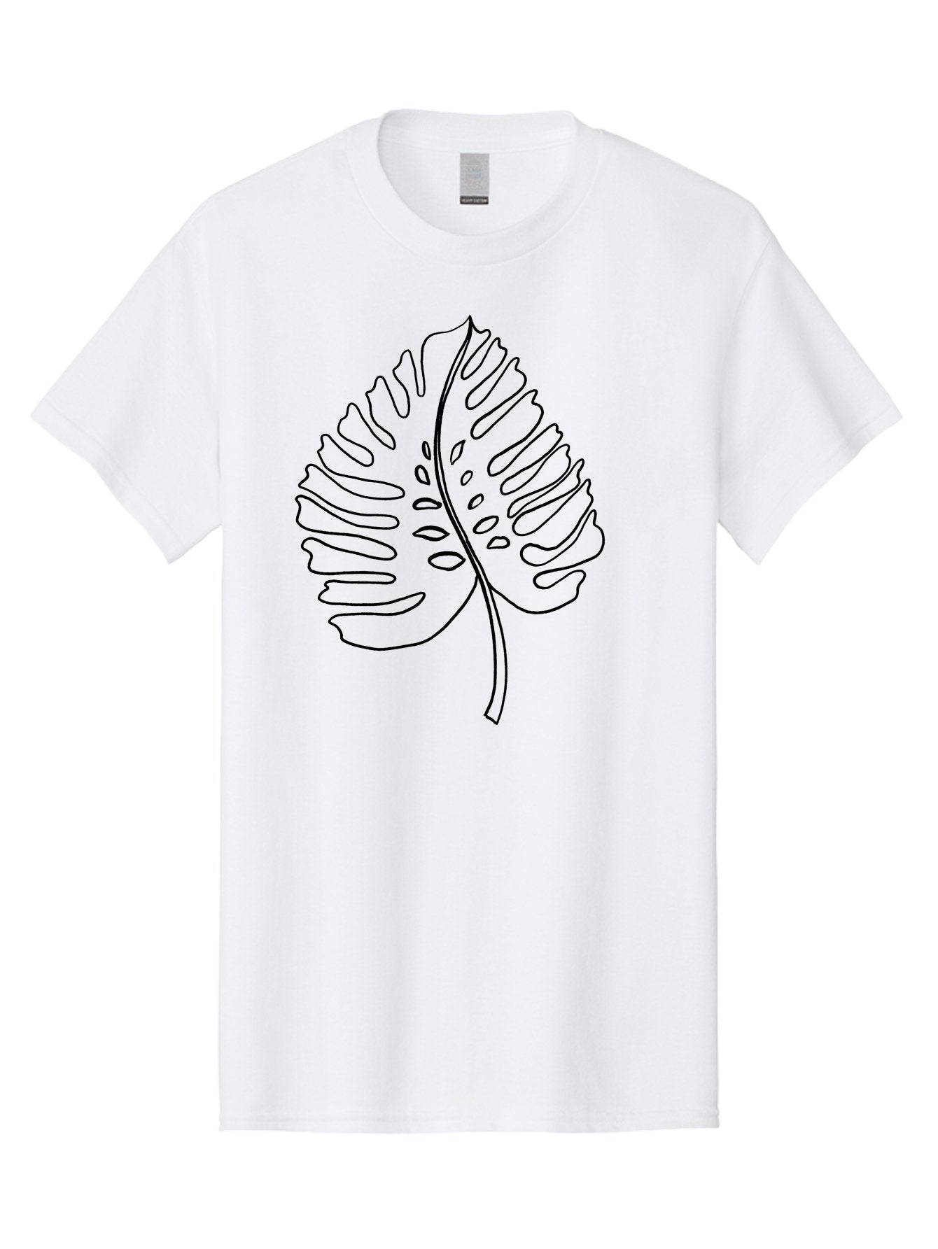Monstera-Leaf Men'S Graphic Tee, 100% Cotton, Comfortable Casual Summer Wear, Machine Washable, Monstera Leaf, Tropical Foliage, Minimalist Design, Black Outline, Simple Illustration, Houseplant Graphics, Leaf Pattern, Exotic Plants, -  Aaa468 25