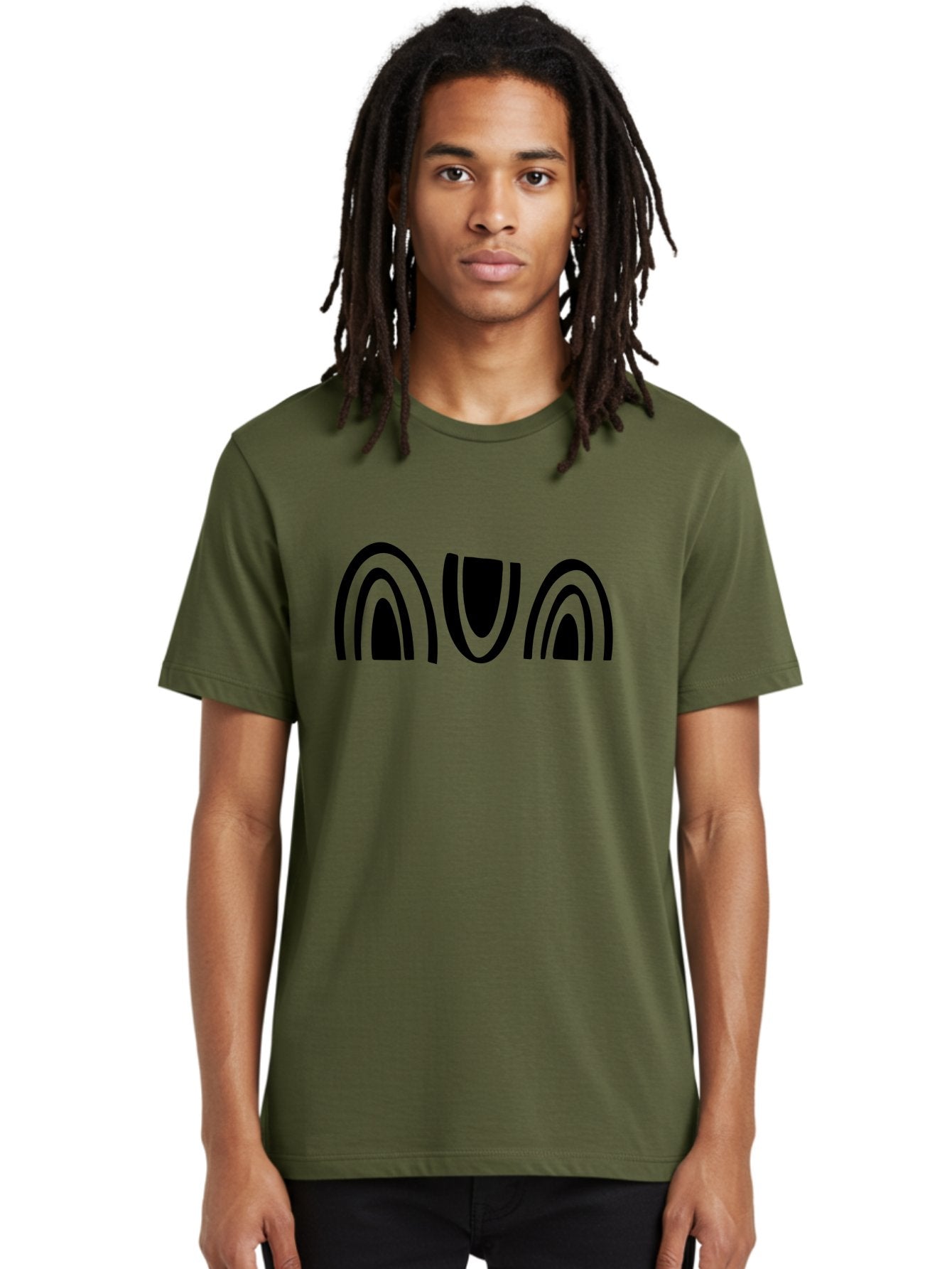 Nun Men'S Graphic Tee, 100% Cotton, Comfortable Casual Summer Wear, Machine Washable, Ava Logo, Minimalist Design, Black And Green Color Scheme, Simple Typography, Abstract Shapes, Modern Aesthetic, Graphical Elements -  Aaa471 20