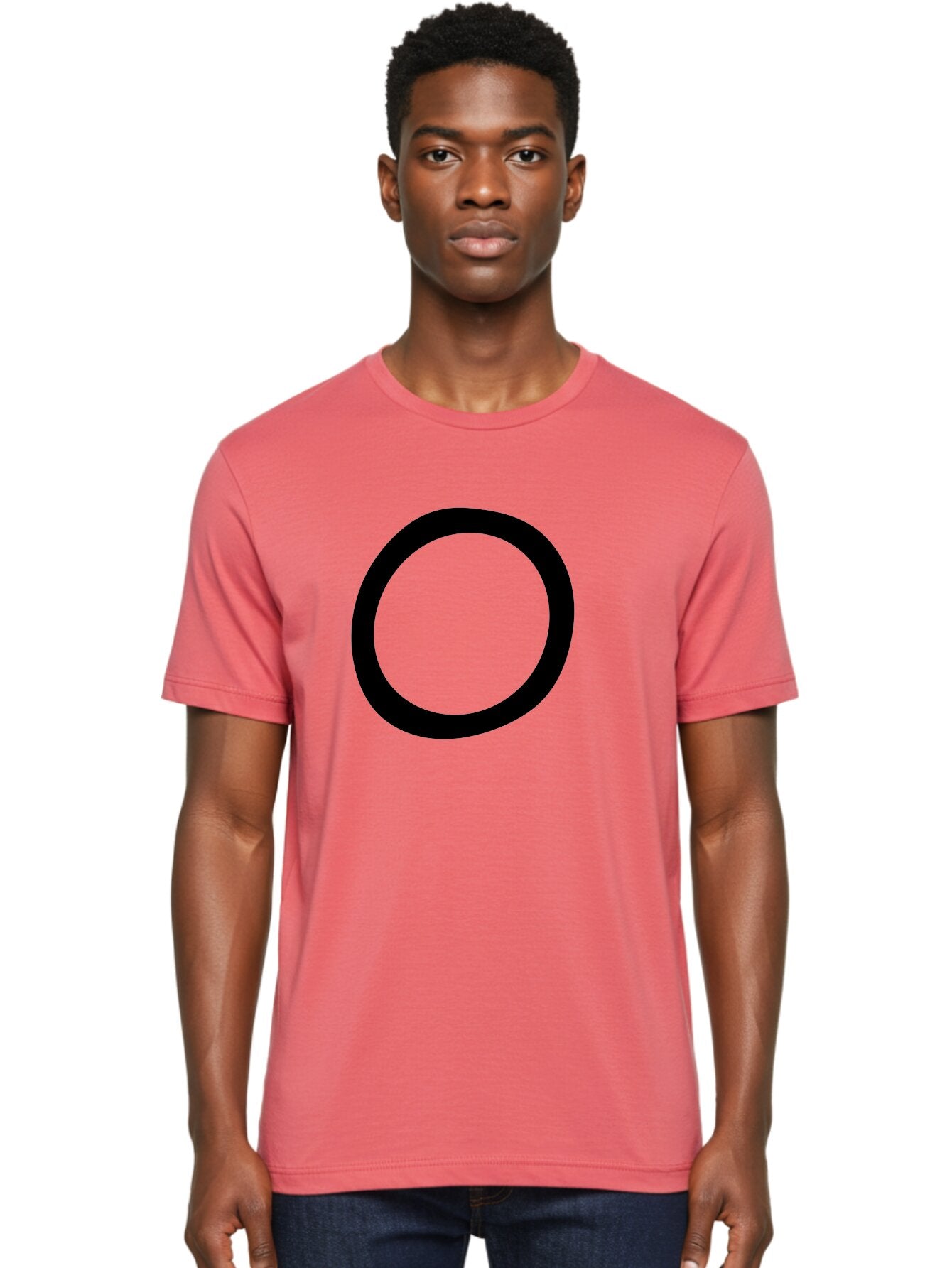 O Men'S Graphic Tee, 100% Cotton, Comfortable Casual Summer Wear, Machine Washable, Black Circle, Simple Shape, Minimalist Design, Bold Graphics, Modern Art, Abstract Symbol, Geometric Figure -  Aaa472 24