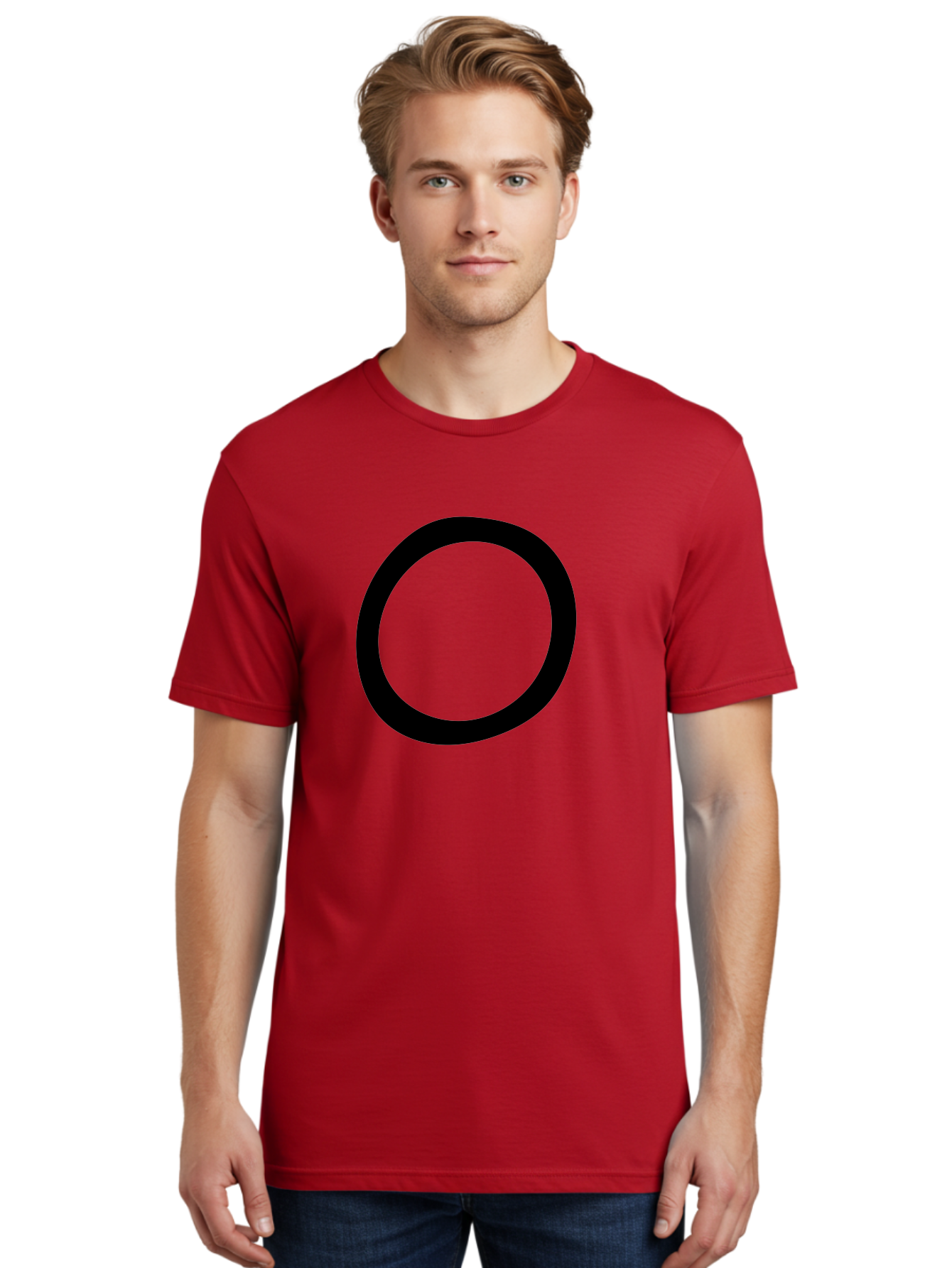 O Men'S Graphic Tee, 100% Cotton, Comfortable Casual Summer Wear, Machine Washable, Black Circle, Simple Shape, Minimalist Design, Bold Graphics, Modern Art, Abstract Symbol, Geometric Figure -  Aaa472 24