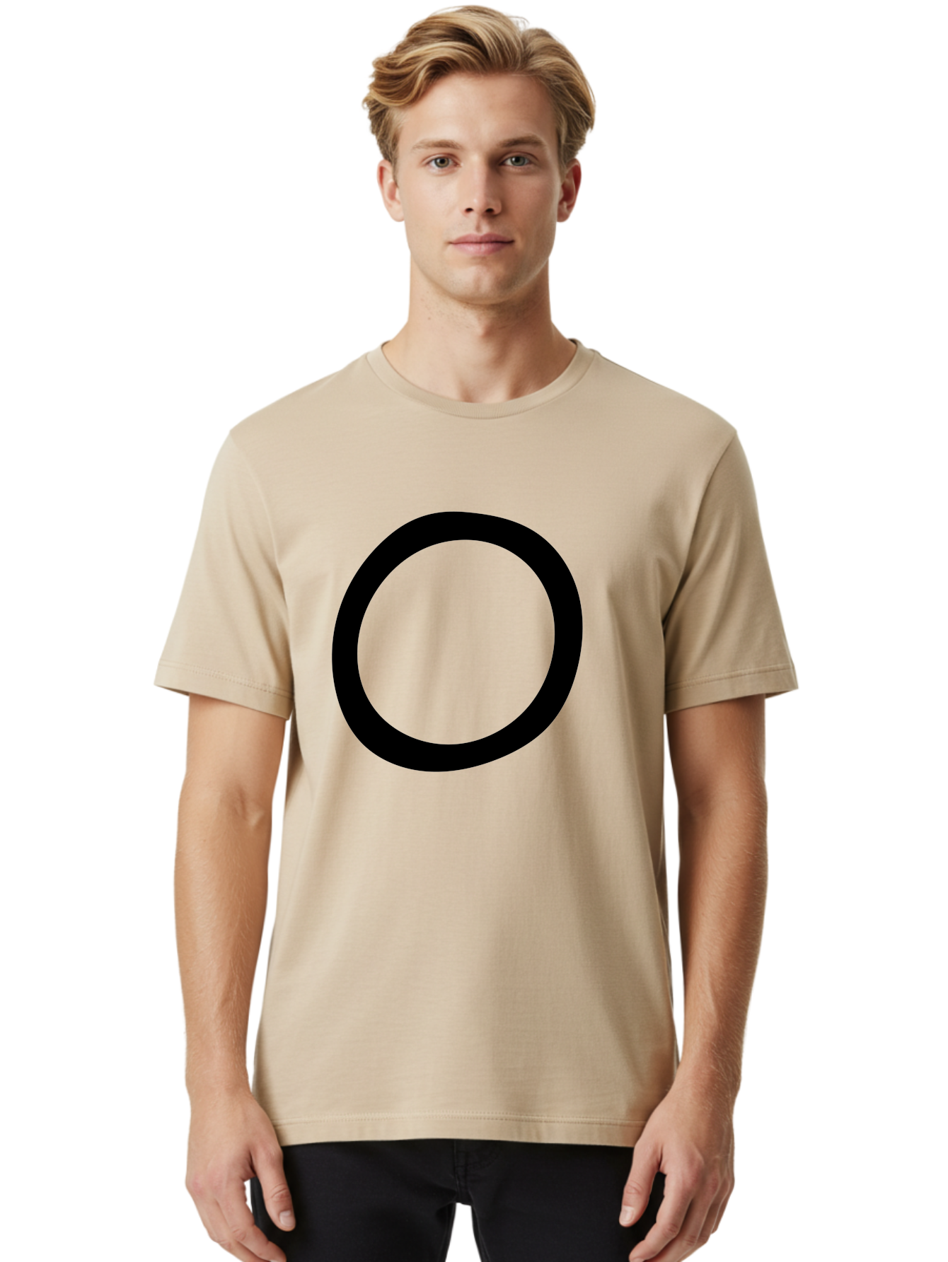O Men'S Graphic Tee, 100% Cotton, Comfortable Casual Summer Wear, Machine Washable, Black Circle, Simple Shape, Minimalist Design, Bold Graphics, Modern Art, Abstract Symbol, Geometric Figure -  Aaa472 28