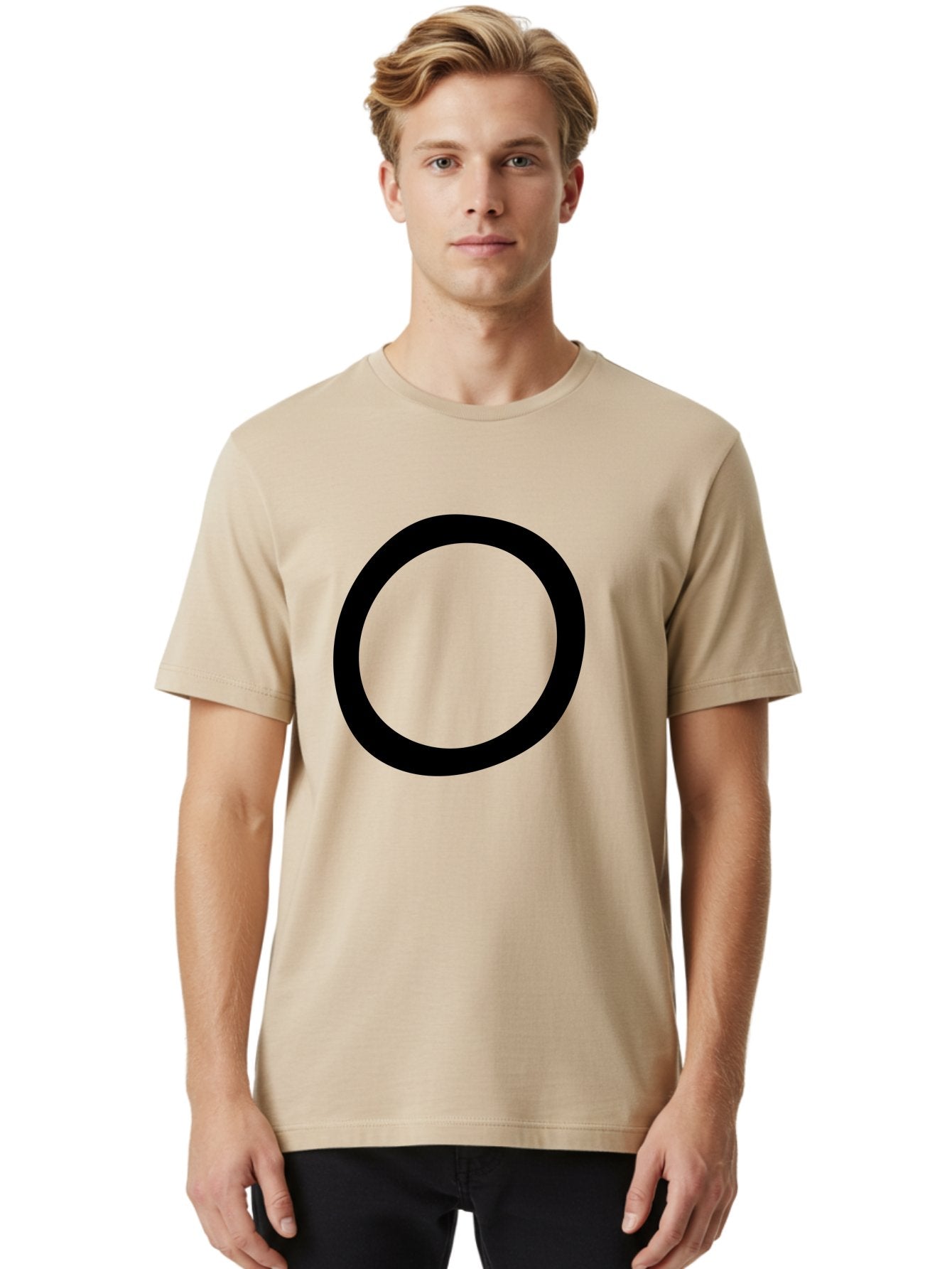O Men'S Graphic Tee, 100% Cotton, Comfortable Casual Summer Wear, Machine Washable, Black Circle, Simple Shape, Minimalist Design, Bold Graphics, Modern Art, Abstract Symbol, Geometric Figure -  Aaa472 8