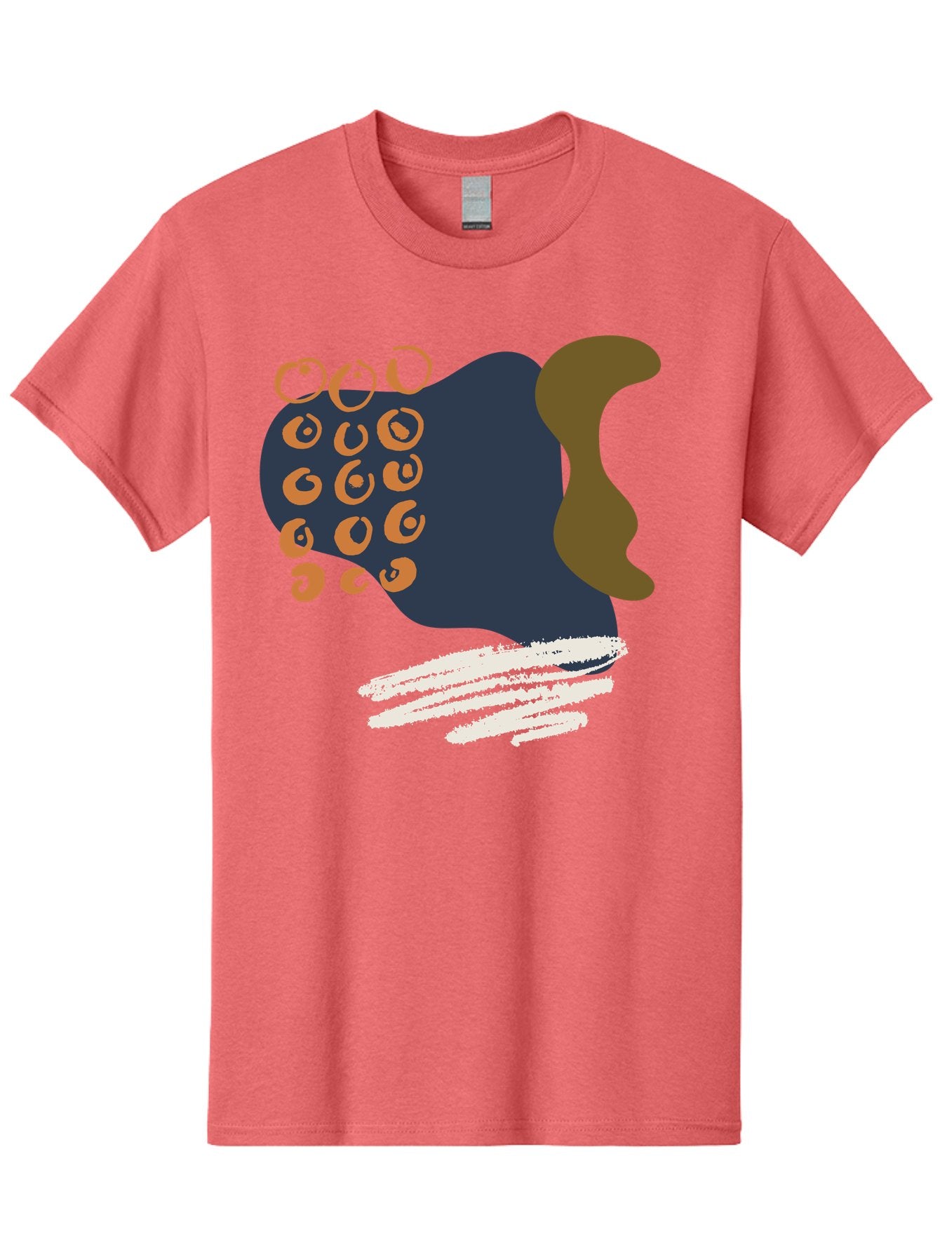 Octopus Men'S Graphic Tee, 100% Cotton, Comfortable Casual Summer Wear, Machine Washable, Octopus, Underwater Creature, Sea Animal, Abstract Art, Digital Illustration, Navy Blue, Orange, Brown And White Colors, Tentacles, Suckers, -  Aaa473 21