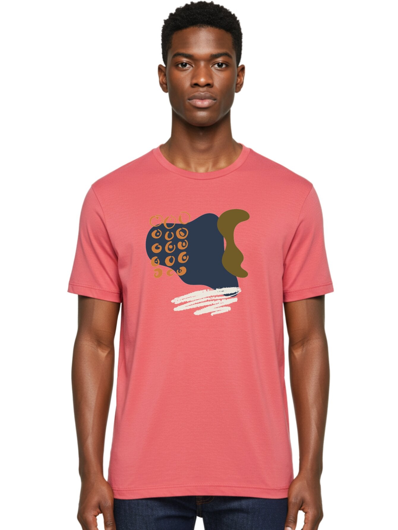 Octopus Men'S Graphic Tee, 100% Cotton, Comfortable Casual Summer Wear, Machine Washable, Octopus, Underwater Creature, Sea Animal, Abstract Art, Digital Illustration, Navy Blue, Orange, Brown And White Colors, Tentacles, Suckers, -  Aaa473 22