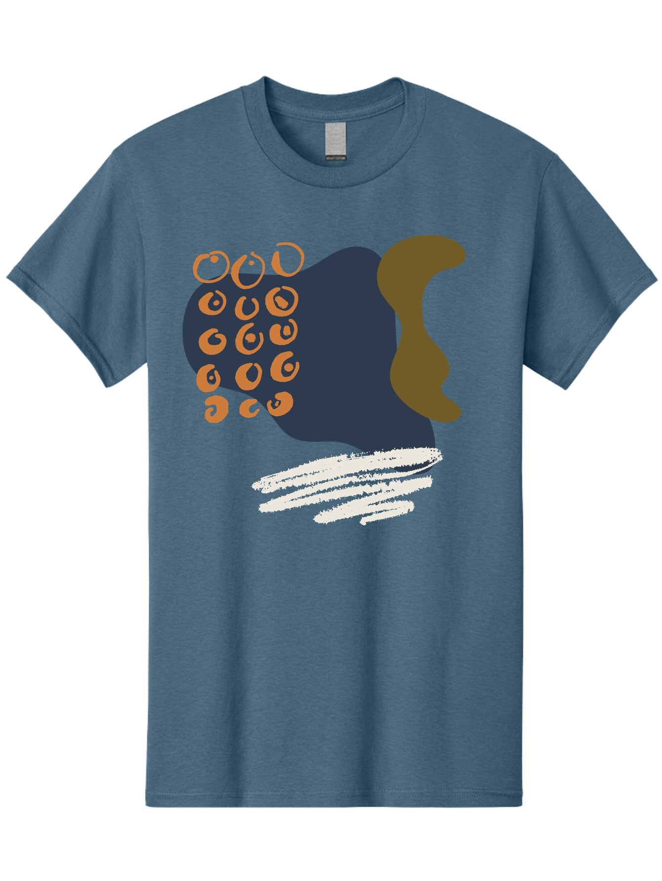 Octopus Men'S Graphic Tee, 100% Cotton, Comfortable Casual Summer Wear, Machine Washable, Octopus, Underwater Creature, Sea Animal, Abstract Art, Digital Illustration, Navy Blue, Orange, Brown And White Colors, Tentacles, Suckers, -  Aaa473 29
