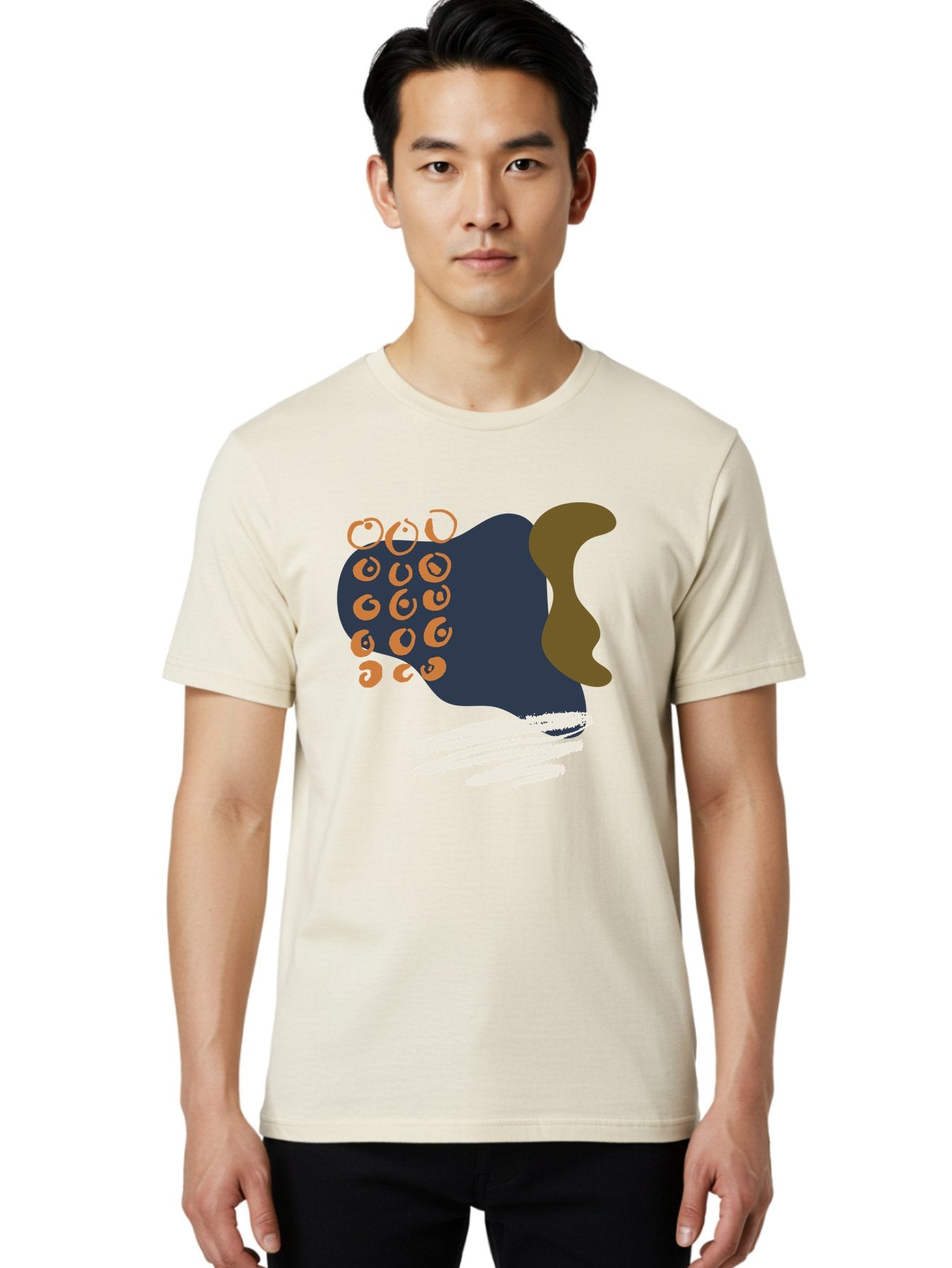 Octopus Men'S Graphic Tee, 100% Cotton, Comfortable Casual Summer Wear, Machine Washable, Octopus, Underwater Creature, Sea Animal, Abstract Art, Digital Illustration, Navy Blue, Orange, Brown And White Colors, Tentacles, Suckers, -  Aaa473 10