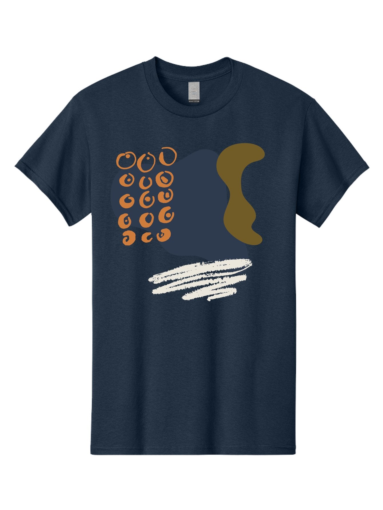 Octopus Men'S Graphic Tee, 100% Cotton, Comfortable Casual Summer Wear, Machine Washable, Octopus, Underwater Creature, Sea Animal, Abstract Art, Digital Illustration, Navy Blue, Orange, Brown And White Colors, Tentacles, Suckers, -  Aaa473 3
