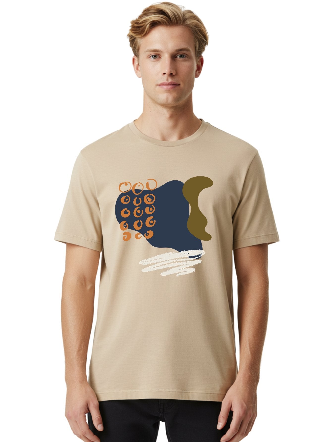 Octopus Men'S Graphic Tee, 100% Cotton, Comfortable Casual Summer Wear, Machine Washable, Octopus, Underwater Creature, Sea Animal, Abstract Art, Digital Illustration, Navy Blue, Orange, Brown And White Colors, Tentacles, Suckers, -  Aaa473 16