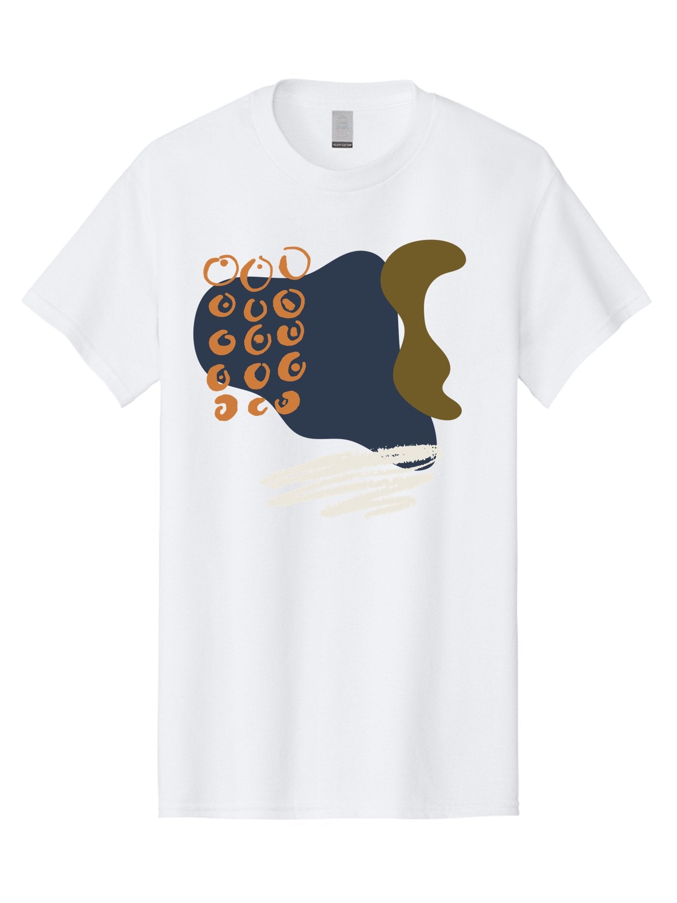 Octopus Men'S Graphic Tee, 100% Cotton, Comfortable Casual Summer Wear, Machine Washable, Octopus, Underwater Creature, Sea Animal, Abstract Art, Digital Illustration, Navy Blue, Orange, Brown And White Colors, Tentacles, Suckers, -  Aaa473