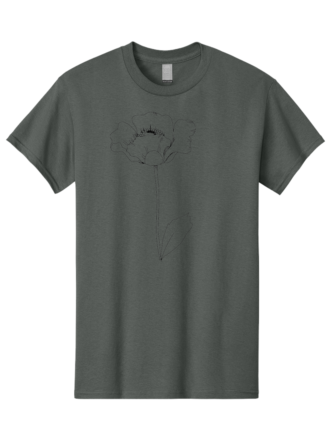 Poppy Men'S Graphic Tee, 100% Cotton, Comfortable Casual Summer Wear, Machine Washable, Simple Line Art, Poppy Flower, Minimalist Design, Delicate Outline, Single Stem, Leaves, Natural Simplicity, Modern Illustration -  Aaa476 11