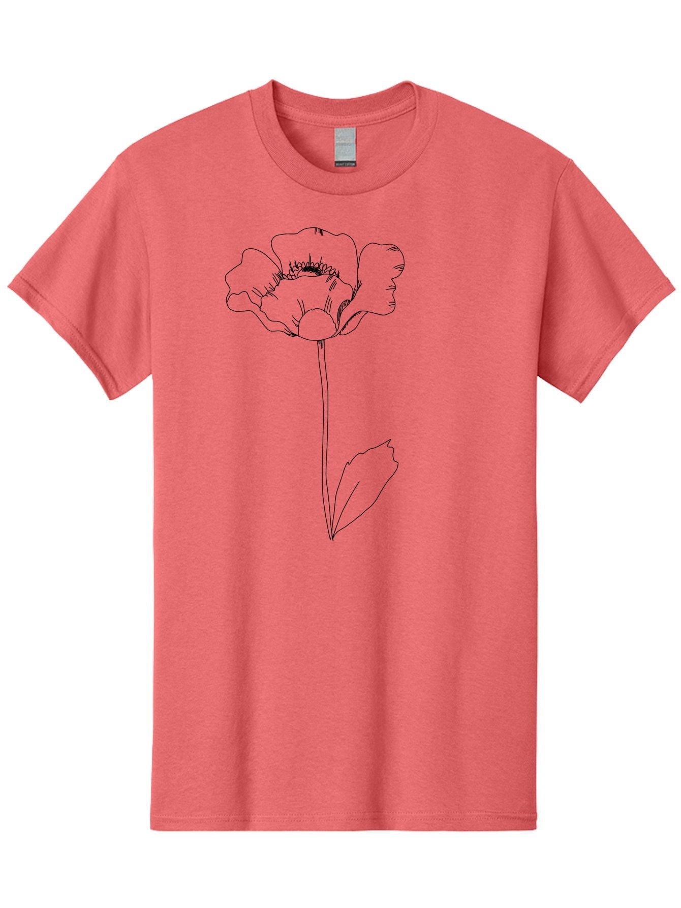 Poppy Men'S Graphic Tee, 100% Cotton, Comfortable Casual Summer Wear, Machine Washable, Simple Line Art, Poppy Flower, Minimalist Design, Delicate Outline, Single Stem, Leaves, Natural Simplicity, Modern Illustration -  Aaa476 27