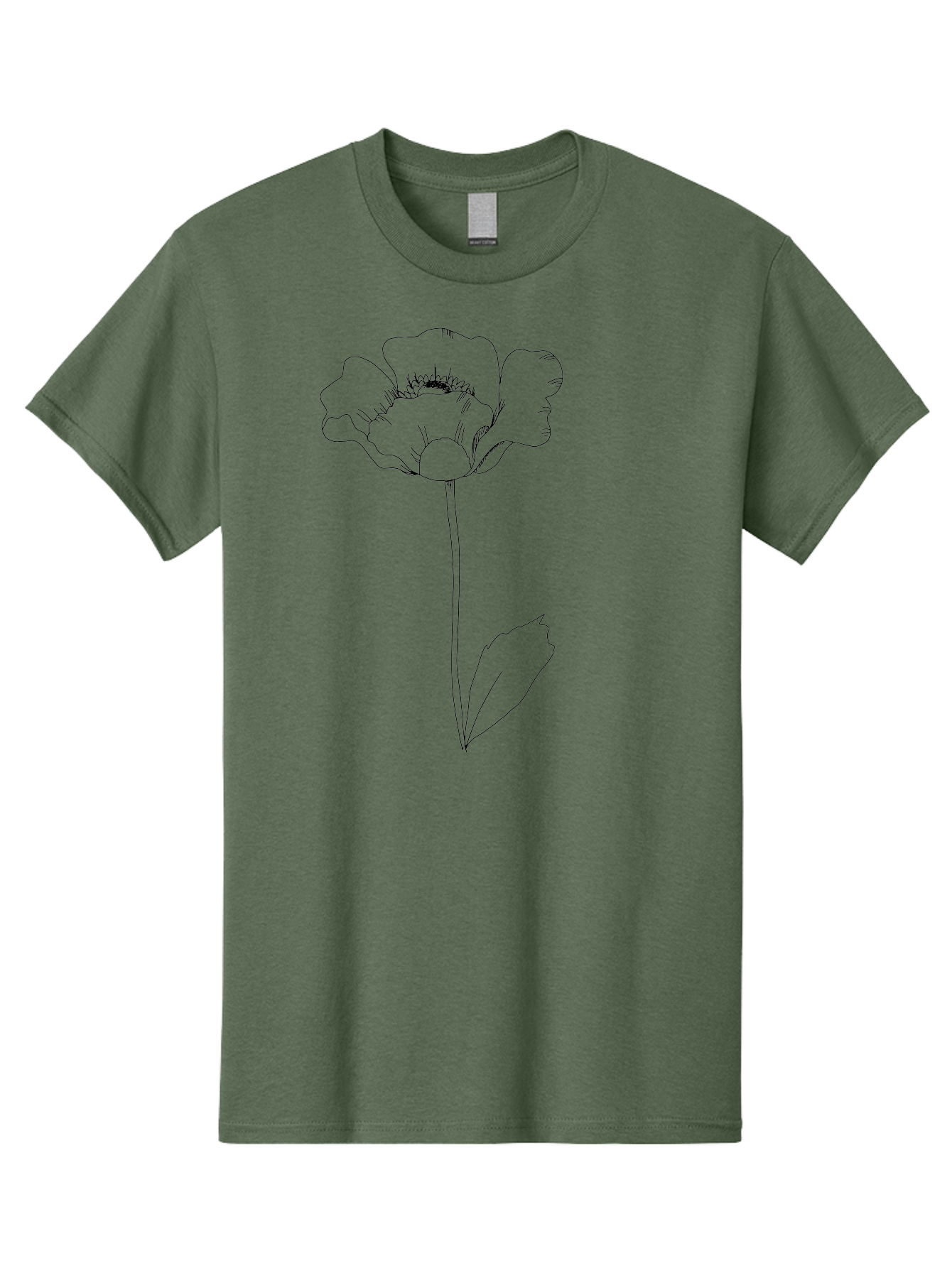 Poppy Men'S Graphic Tee, 100% Cotton, Comfortable Casual Summer Wear, Machine Washable, Simple Line Art, Poppy Flower, Minimalist Design, Delicate Outline, Single Stem, Leaves, Natural Simplicity, Modern Illustration -  Aaa476 27