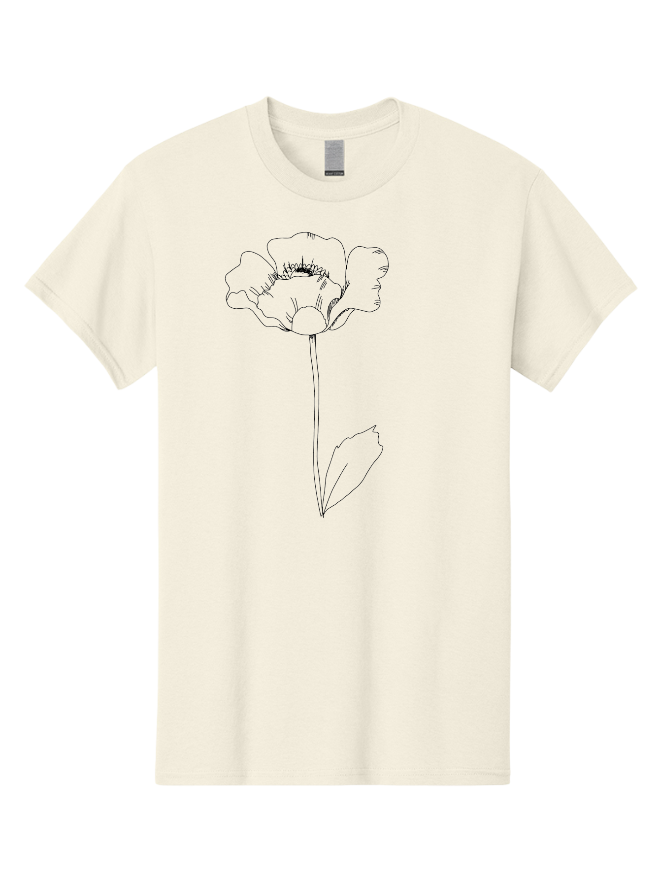 Poppy Men'S Graphic Tee, 100% Cotton, Comfortable Casual Summer Wear, Machine Washable, Simple Line Art, Poppy Flower, Minimalist Design, Delicate Outline, Single Stem, Leaves, Natural Simplicity, Modern Illustration -  Aaa476 9