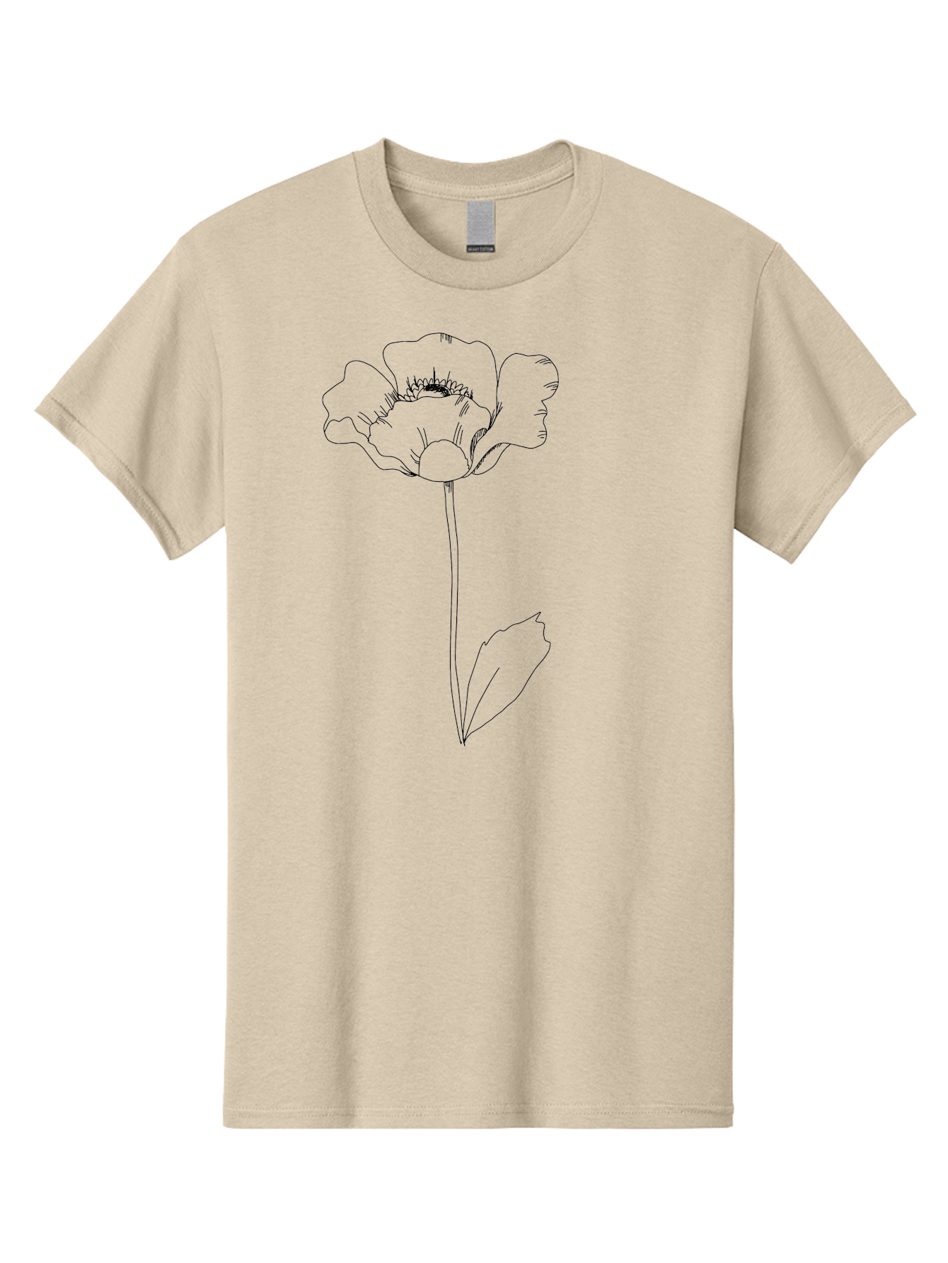 Poppy Men'S Graphic Tee, 100% Cotton, Comfortable Casual Summer Wear, Machine Washable, Simple Line Art, Poppy Flower, Minimalist Design, Delicate Outline, Single Stem, Leaves, Natural Simplicity, Modern Illustration -  Aaa476 5