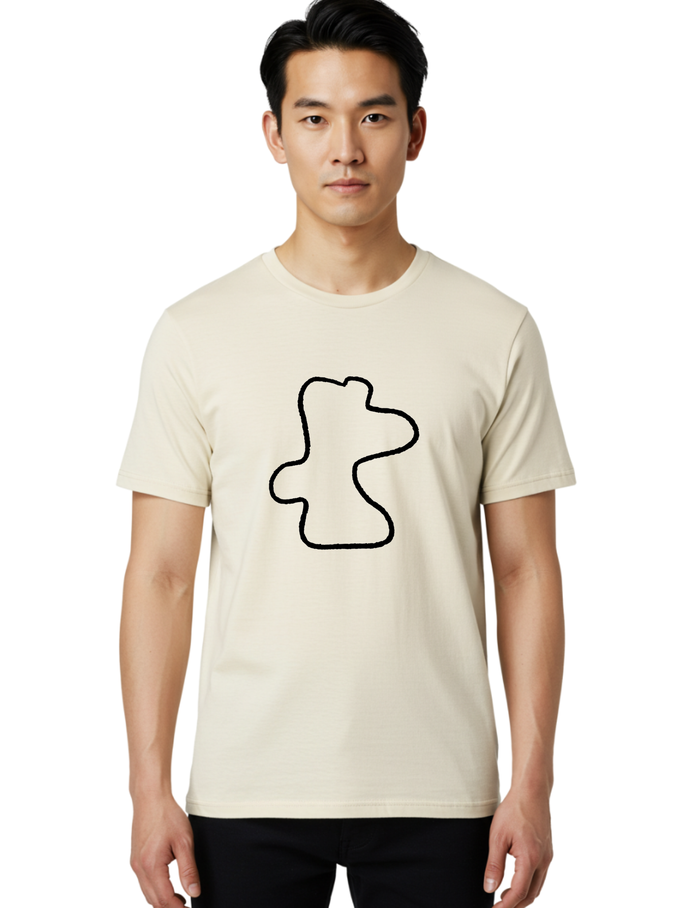 Racing-Circuit Men'S Graphic Tee, 100% Cotton, Comfortable Casual Summer Wear, Machine Washable, Simple Line Drawing, Rabbit Head, Minimalist Design, Abstract Shape, Cartoon Style, Modern Art, Black Outline -  Aaa477 18