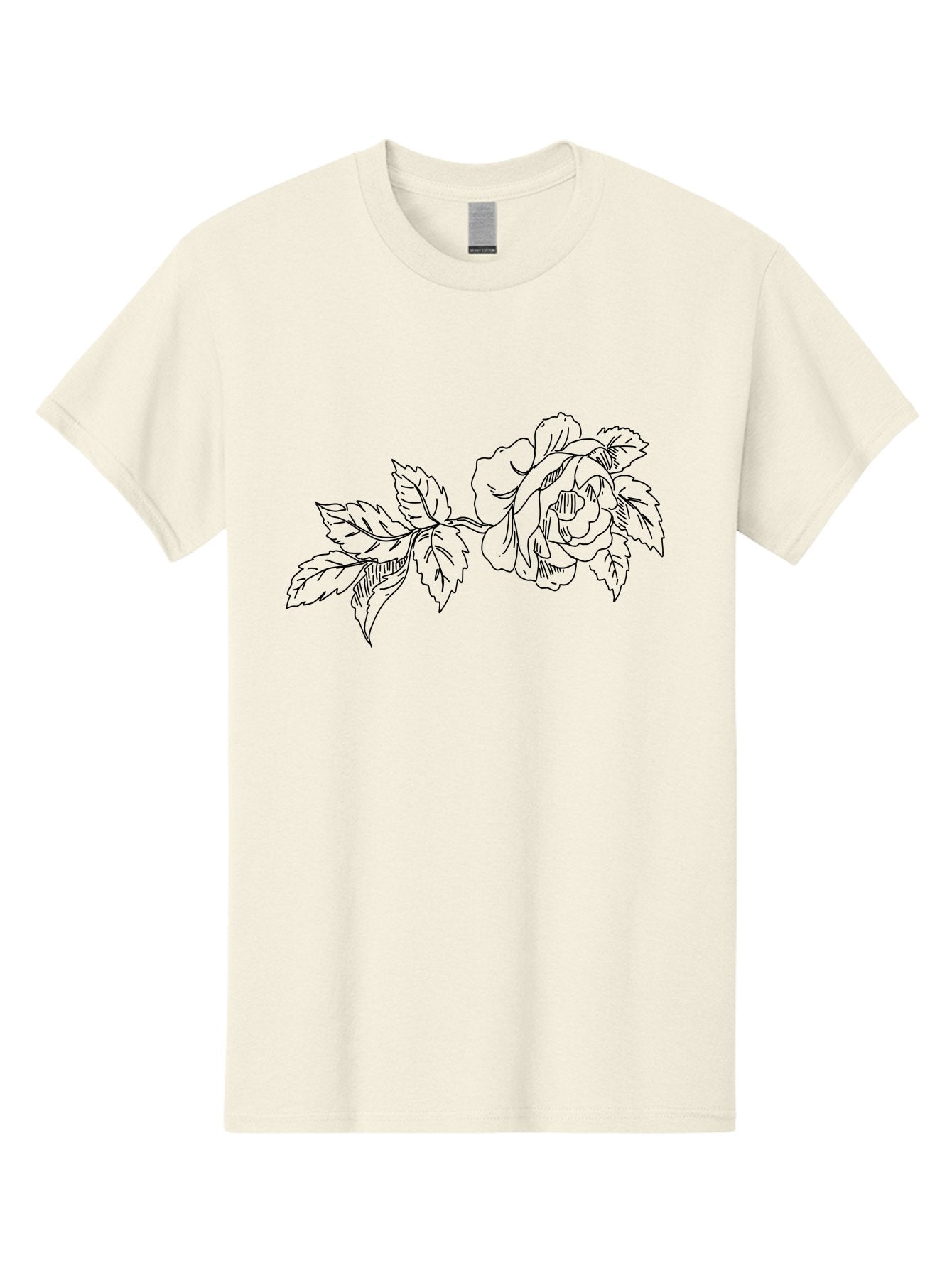 Rose-1 Men'S Graphic Tee, 100% Cotton, Comfortable Casual Summer Wear, Machine Washable, Rose Illustration, Line Art, Floral Design, Botanical Drawing, Leafy Stem, Black Outline, Delicate Flowers, Minimalist Art -  Aaa478 23