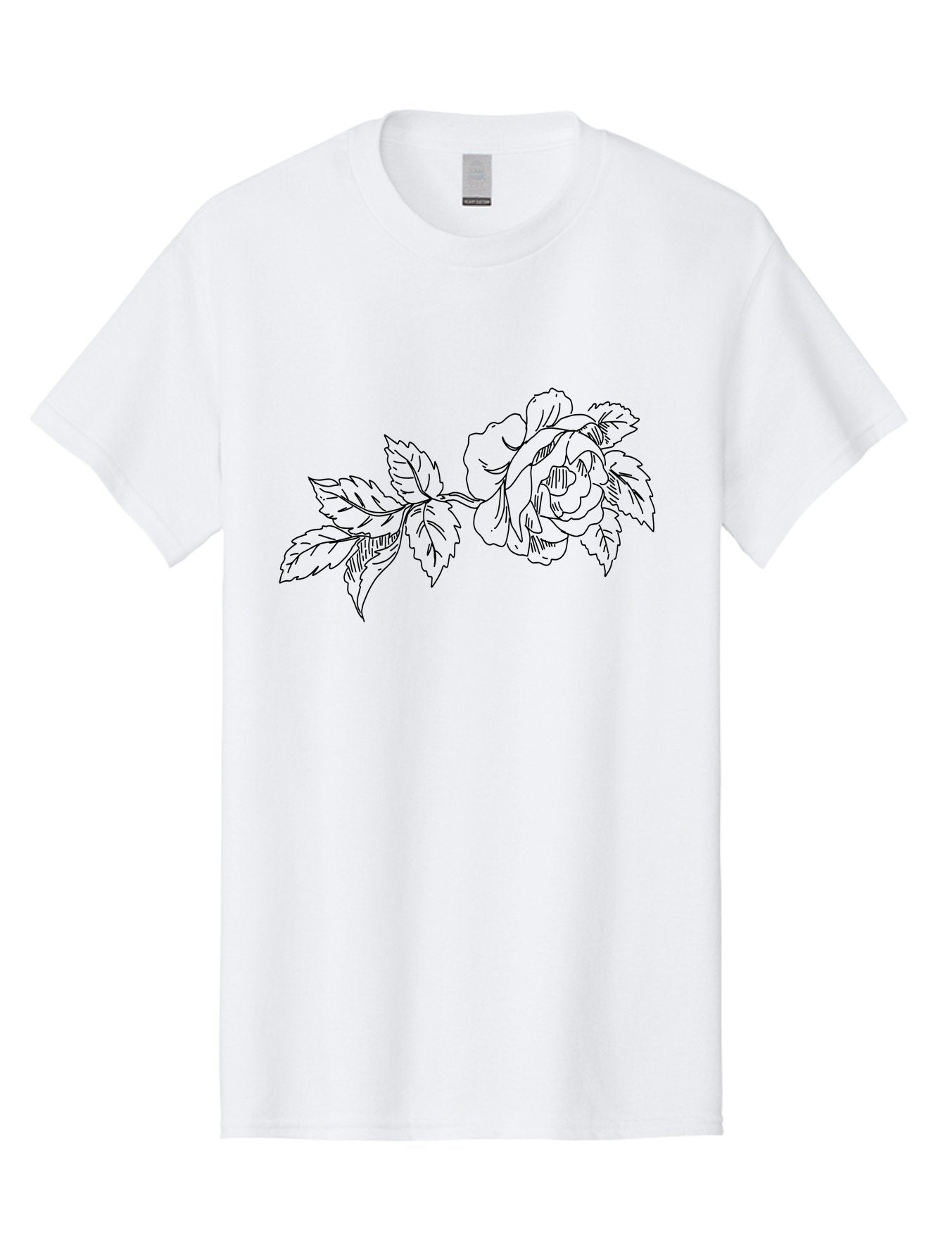 Rose-1 Men'S Graphic Tee, 100% Cotton, Comfortable Casual Summer Wear, Machine Washable, Rose Illustration, Line Art, Floral Design, Botanical Drawing, Leafy Stem, Black Outline, Delicate Flowers, Minimalist Art -  Aaa478 17