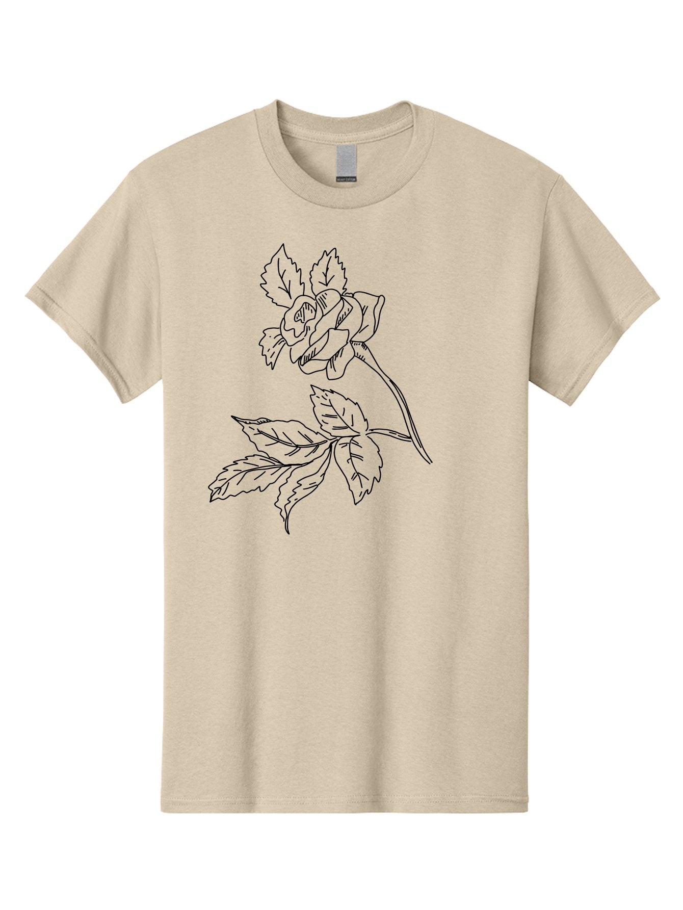 Rose Men'S Graphic Tee, 100% Cotton, Comfortable Casual Summer Wear, Machine Washable, Line Art Rose, Botanical Illustration, Floral Design, Elegant Flower, Simple Yet Sophisticated, Classic Rose Motif, Minimalist Art -  Aaa479 25