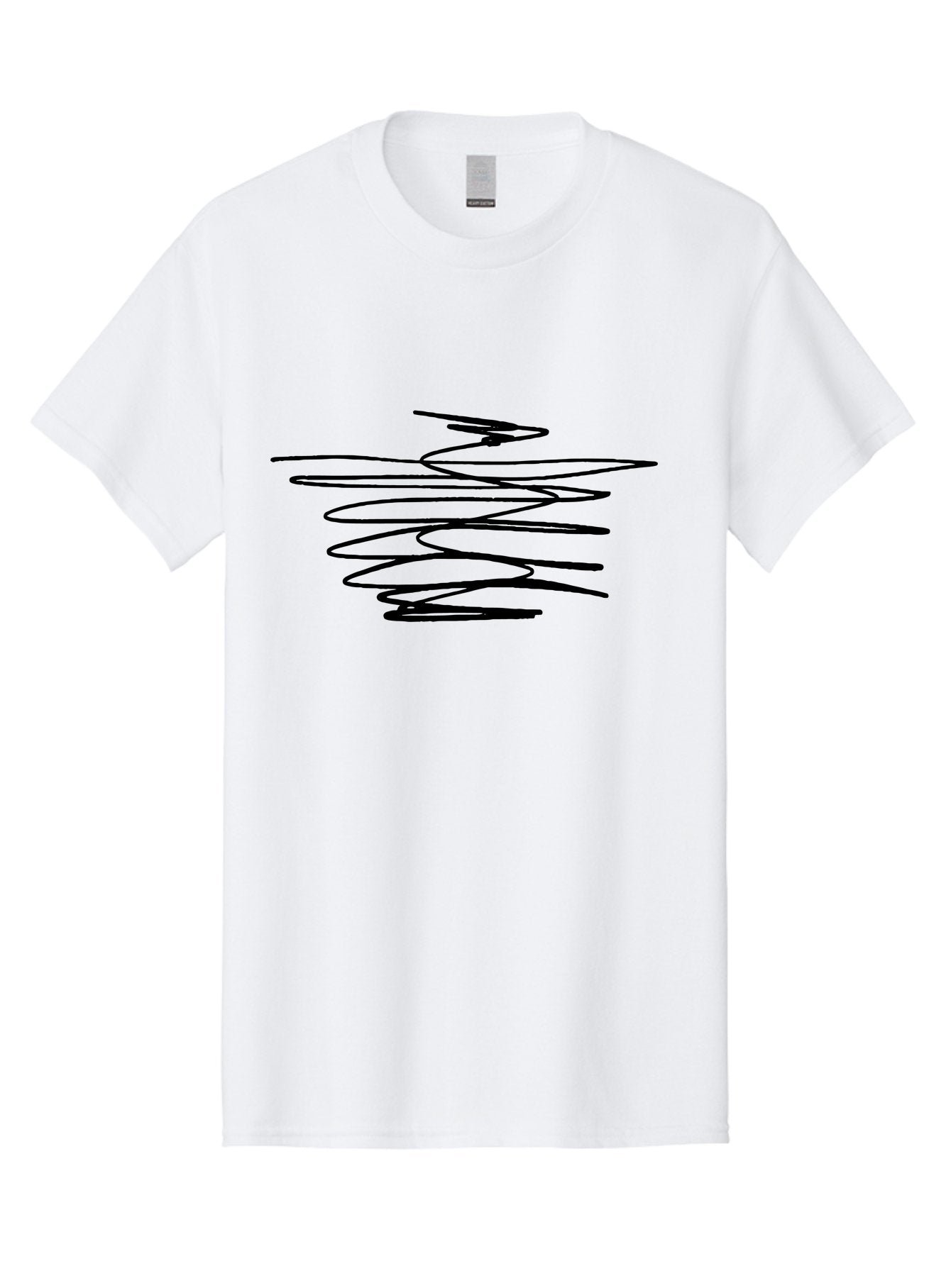 Scribble-1 Men'S Graphic Tee, 100% Cotton, Comfortable Casual Summer Wear, Machine Washable, Black Squiggle, Abstract Art, Modern Design, Creative Expression, Artistic Freedom, Wavy Lines, Dynamic Movement -  Aaa481 3