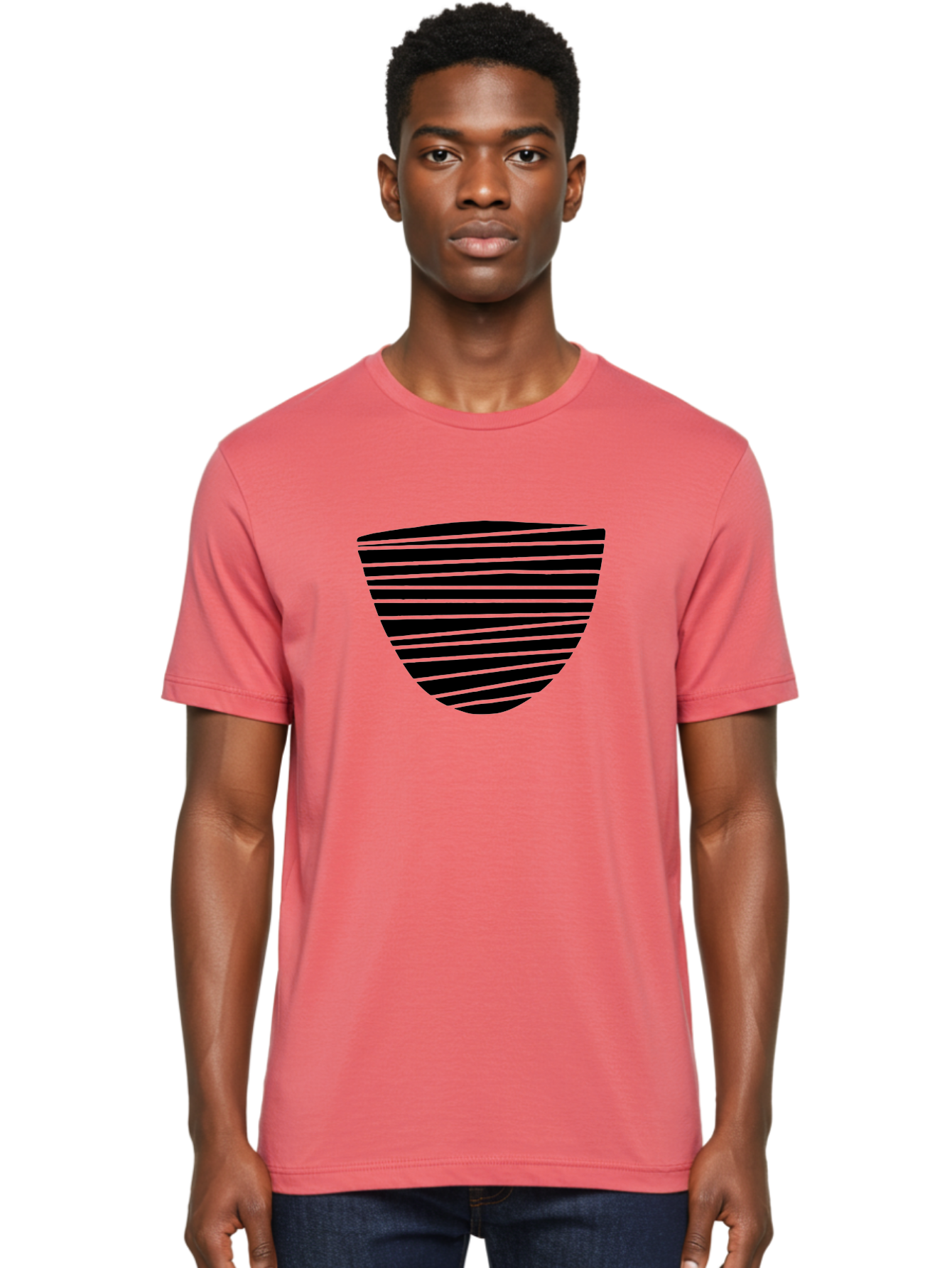 Shield-Icon Men'S Graphic Tee, 100% Cotton, Comfortable Casual Summer Wear, Machine Washable, Shield Icon, Black And Green Stripes, Modern Design, Graphic Element, Security Symbol, Protection Logo, Striped Pattern, Simple Shape -  Aaa485 6
