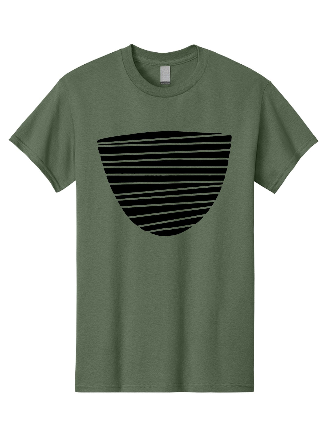 Shield-Icon Men'S Graphic Tee, 100% Cotton, Comfortable Casual Summer Wear, Machine Washable, Shield Icon, Black And Green Stripes, Modern Design, Graphic Element, Security Symbol, Protection Logo, Striped Pattern, Simple Shape -  Aaa485 7