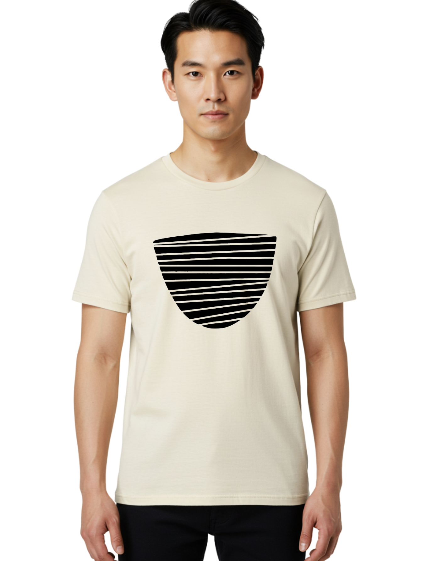 Shield-Icon Men'S Graphic Tee, 100% Cotton, Comfortable Casual Summer Wear, Machine Washable, Shield Icon, Black And Green Stripes, Modern Design, Graphic Element, Security Symbol, Protection Logo, Striped Pattern, Simple Shape -  Aaa485 18