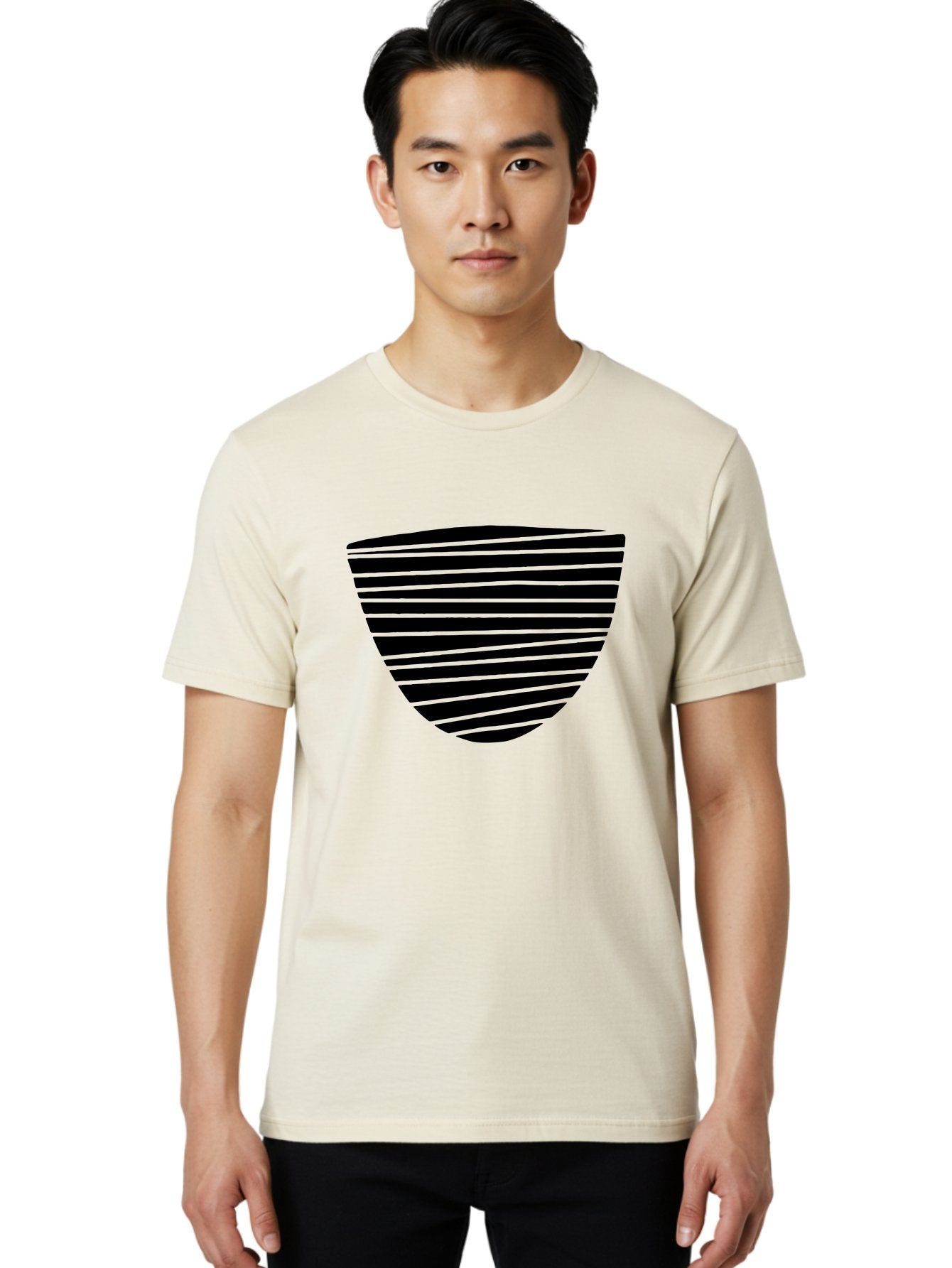 Shield-Icon Men'S Graphic Tee, 100% Cotton, Comfortable Casual Summer Wear, Machine Washable, Shield Icon, Black And Green Stripes, Modern Design, Graphic Element, Security Symbol, Protection Logo, Striped Pattern, Simple Shape -  Aaa485 20