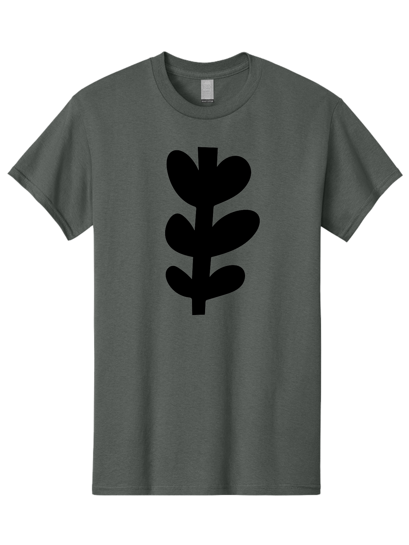 Silhouette-Of-Wheat-Or-Barley Men'S Graphic Tee, 100% Cotton, Comfortable Casual Summer Wear, Machine Washable, Black Plant Silhouette, Simple Design, Minimalist Art, Nature-Inspired Graphic, Leafy Stem, Botanical Icon, Modern Illustration -  Aaa488 3