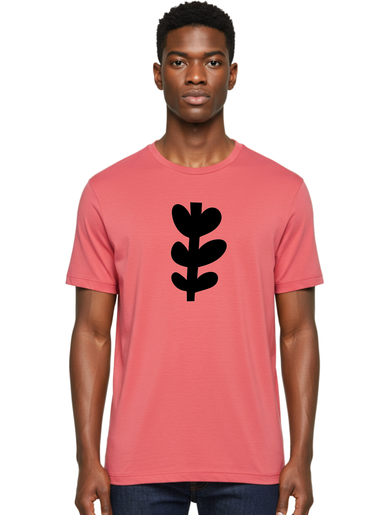Silhouette-Of-Wheat-Or-Barley Men'S Graphic Tee, 100% Cotton, Comfortable Casual Summer Wear, Machine Washable, Black Plant Silhouette, Simple Design, Minimalist Art, Nature-Inspired Graphic, Leafy Stem, Botanical Icon, Modern Illustration -  Aaa488 6