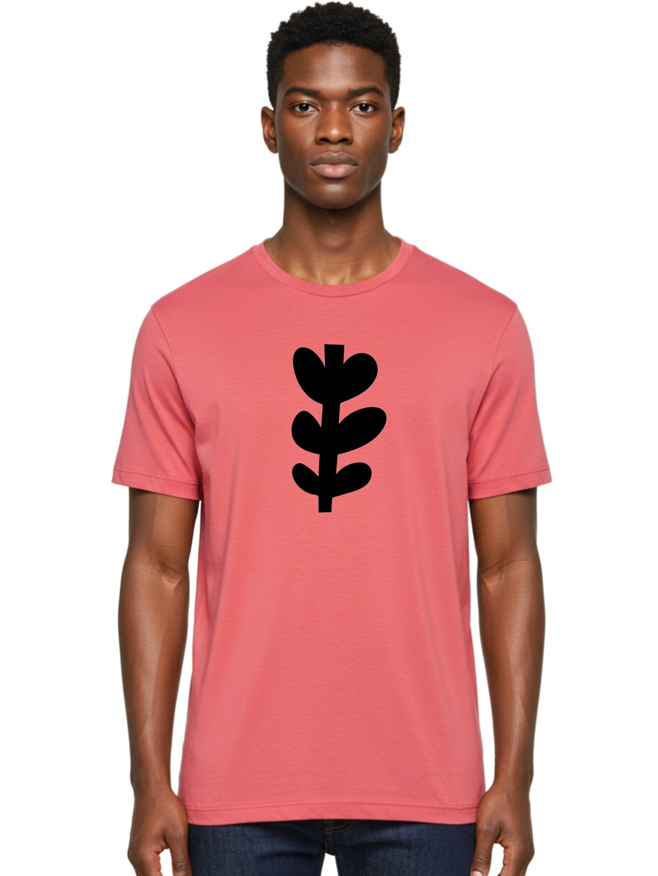 Silhouette-Of-Wheat-Or-Barley Men'S Graphic Tee, 100% Cotton, Comfortable Casual Summer Wear, Machine Washable, Black Plant Silhouette, Simple Design, Minimalist Art, Nature-Inspired Graphic, Leafy Stem, Botanical Icon, Modern Illustration -  Aaa488 12