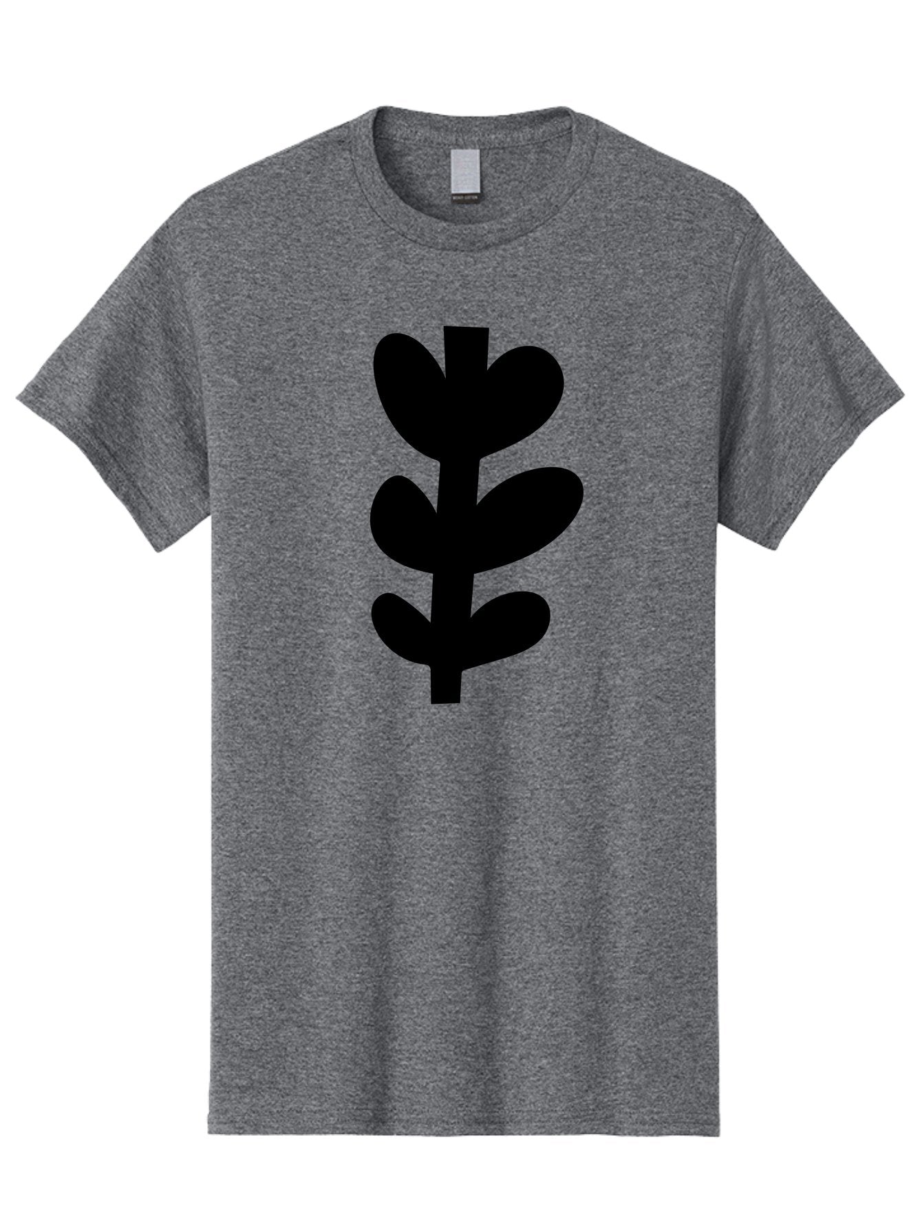 Silhouette-Of-Wheat-Or-Barley Men'S Graphic Tee, 100% Cotton, Comfortable Casual Summer Wear, Machine Washable, Black Plant Silhouette, Simple Design, Minimalist Art, Nature-Inspired Graphic, Leafy Stem, Botanical Icon, Modern Illustration -  Aaa488
