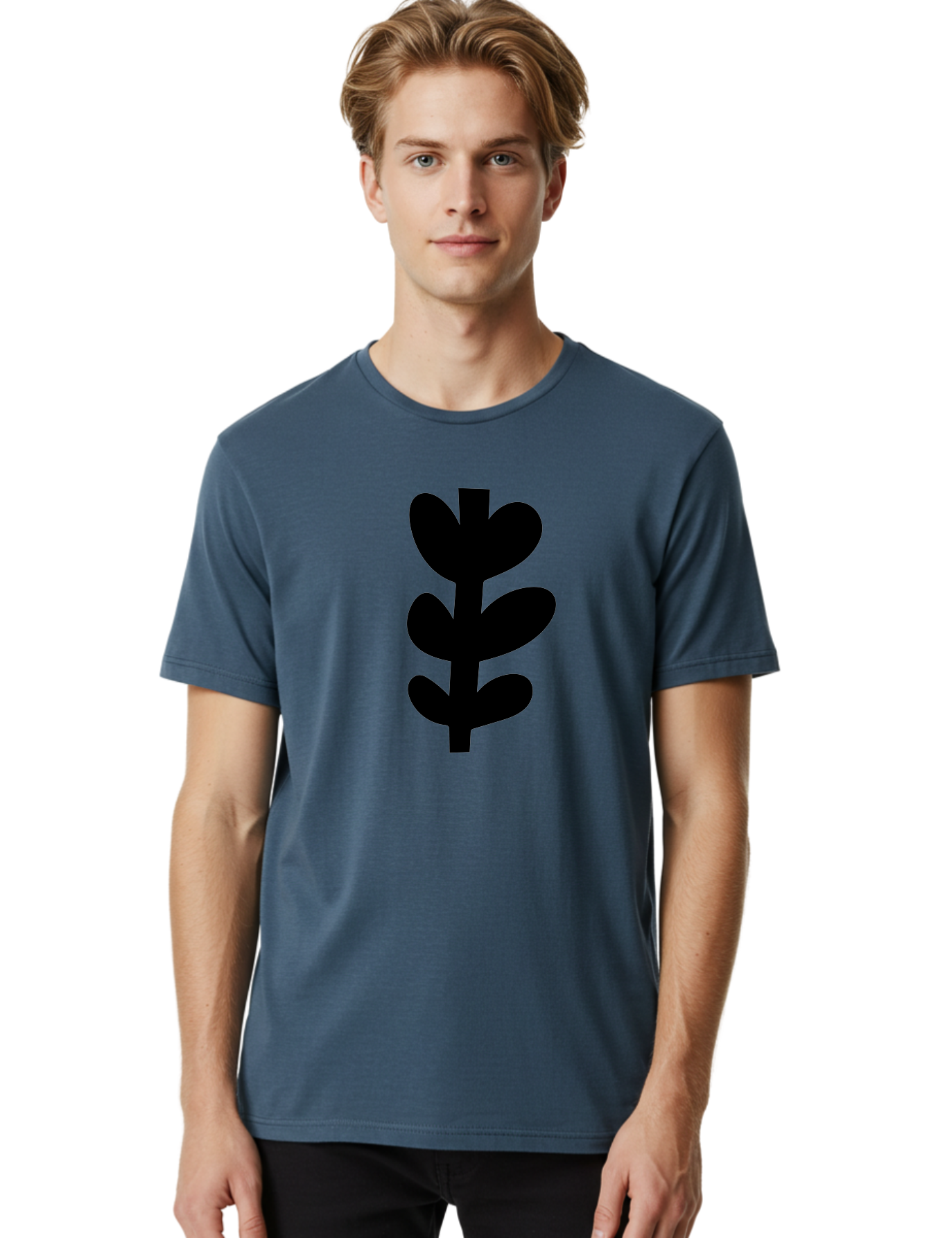 Silhouette-Of-Wheat-Or-Barley Men'S Graphic Tee, 100% Cotton, Comfortable Casual Summer Wear, Machine Washable, Black Plant Silhouette, Simple Design, Minimalist Art, Nature-Inspired Graphic, Leafy Stem, Botanical Icon, Modern Illustration -  Aaa488 12
