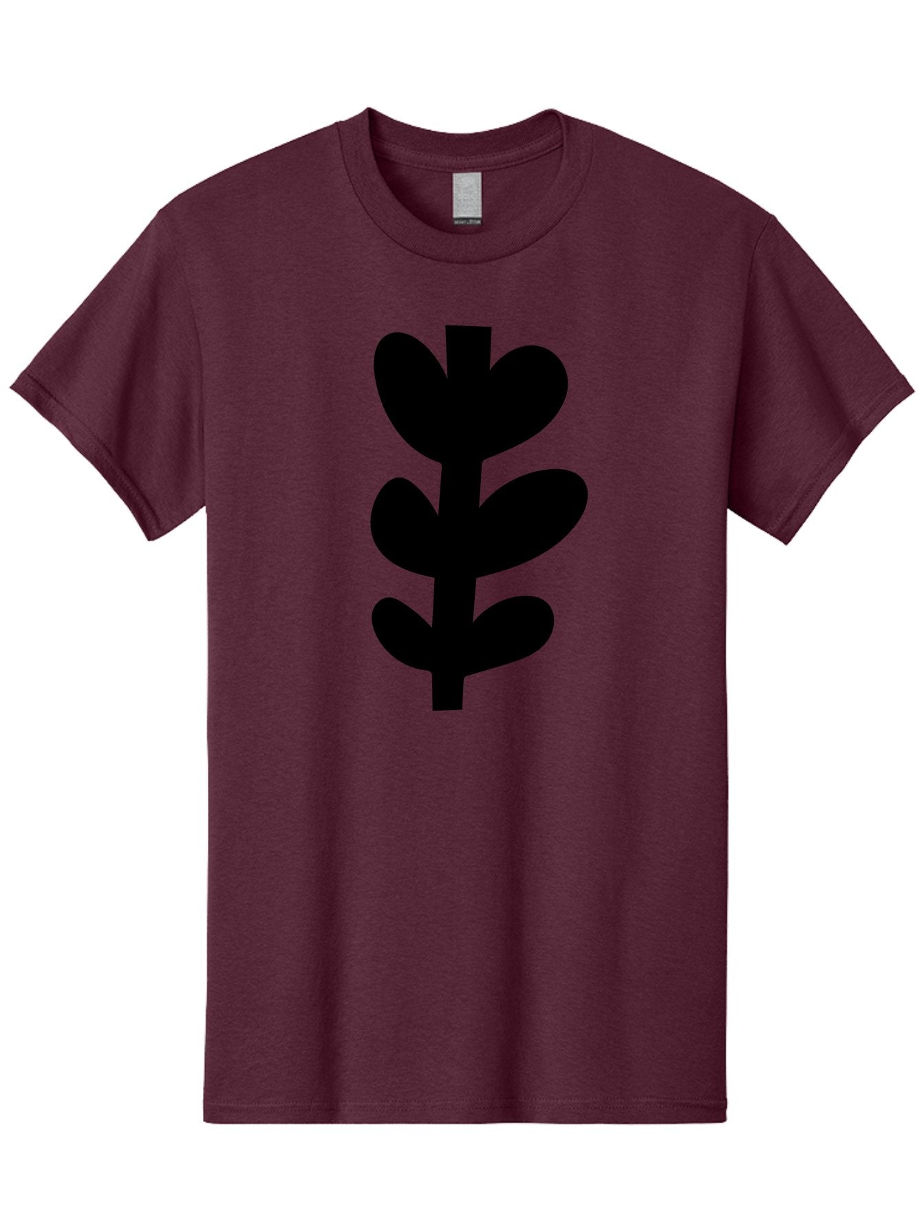 Silhouette-Of-Wheat-Or-Barley Men'S Graphic Tee, 100% Cotton, Comfortable Casual Summer Wear, Machine Washable, Black Plant Silhouette, Simple Design, Minimalist Art, Nature-Inspired Graphic, Leafy Stem, Botanical Icon, Modern Illustration -  Aaa488 3