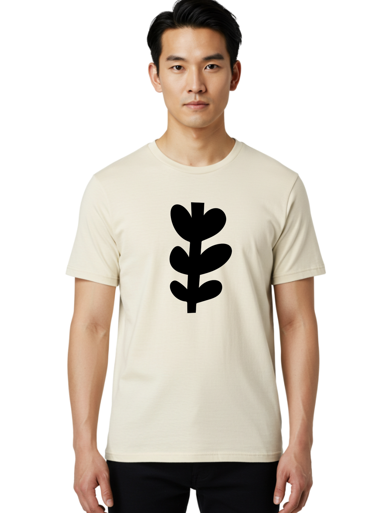Silhouette-Of-Wheat-Or-Barley Men'S Graphic Tee, 100% Cotton, Comfortable Casual Summer Wear, Machine Washable, Black Plant Silhouette, Simple Design, Minimalist Art, Nature-Inspired Graphic, Leafy Stem, Botanical Icon, Modern Illustration -  Aaa488 18