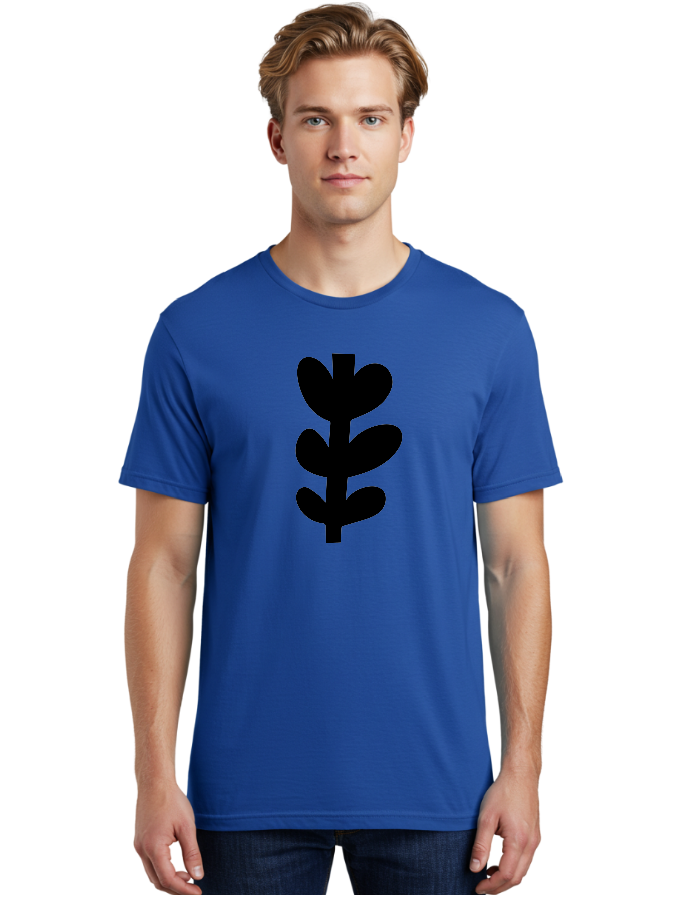 Silhouette-Of-Wheat-Or-Barley Men'S Graphic Tee, 100% Cotton, Comfortable Casual Summer Wear, Machine Washable, Black Plant Silhouette, Simple Design, Minimalist Art, Nature-Inspired Graphic, Leafy Stem, Botanical Icon, Modern Illustration -  Aaa488 26
