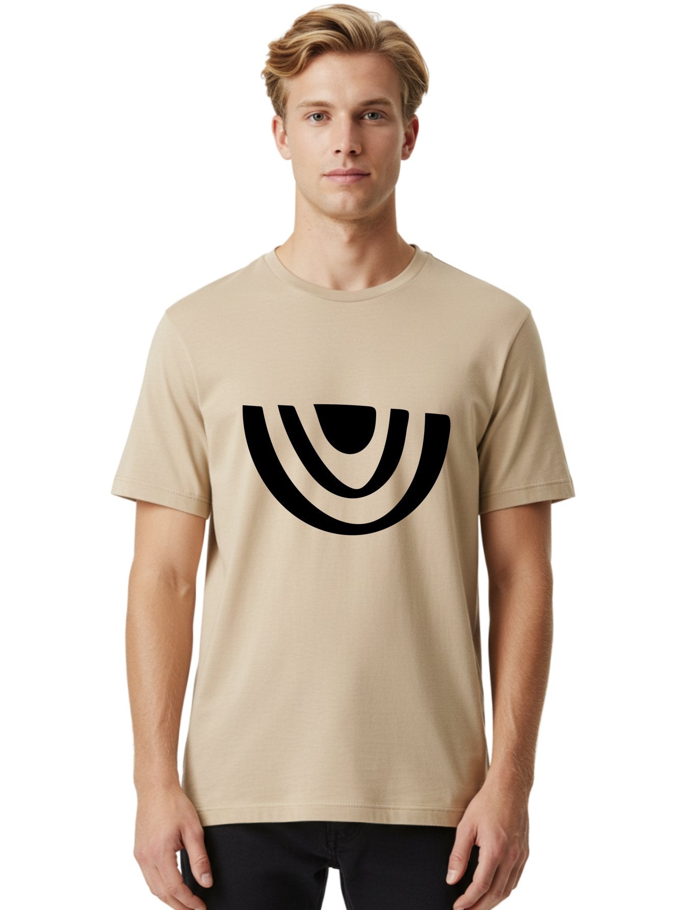 Smile Men'S Graphic Tee, 100% Cotton, Comfortable Casual Summer Wear, Machine Washable, Modern Logo, Abstract Symbol, Curved Lines, Futuristic Design, Sleek And Minimalist, Black And Green Color Scheme, Dynamic Graphic -  Aaa489 10