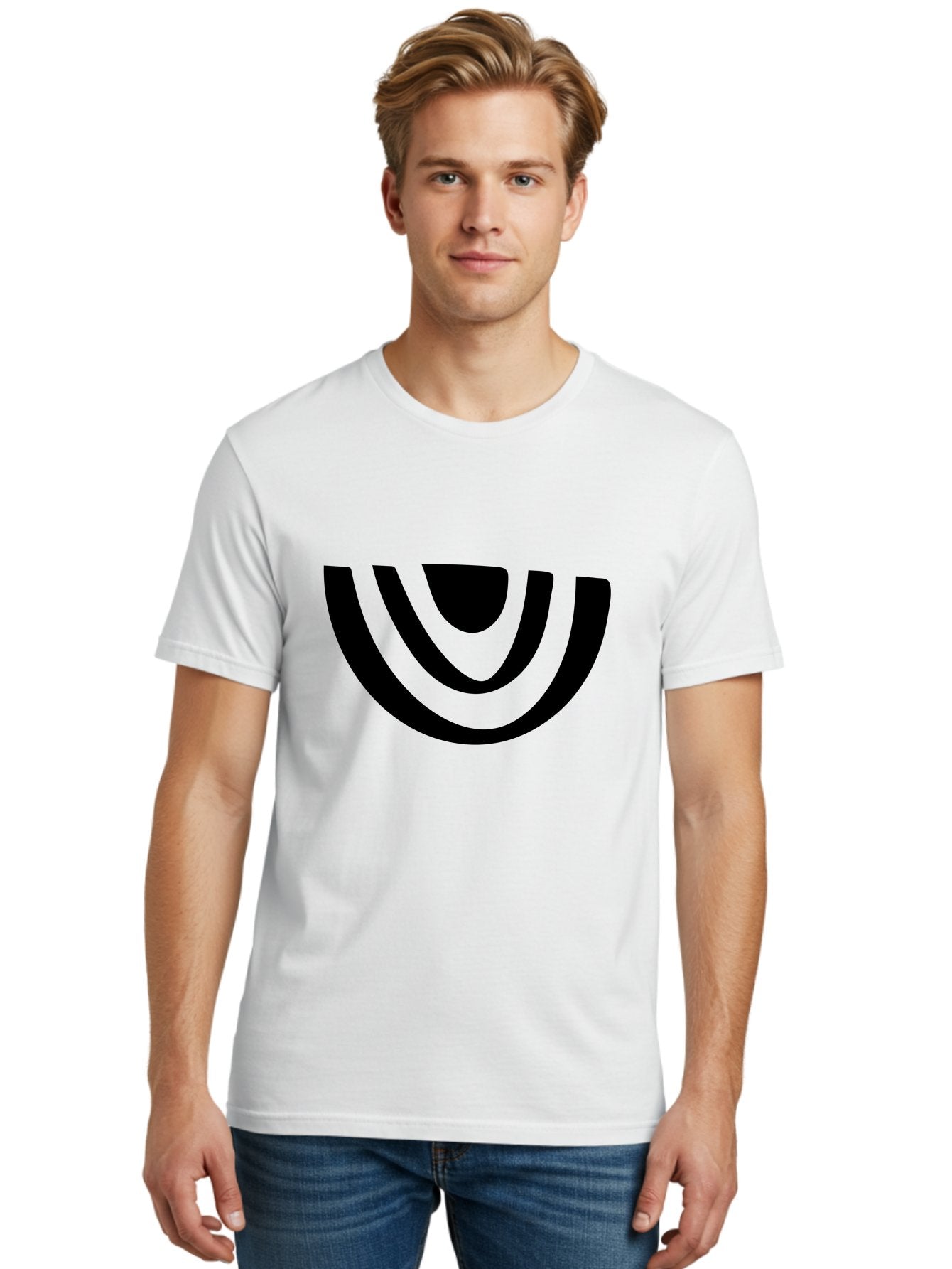 Smile Men'S Graphic Tee, 100% Cotton, Comfortable Casual Summer Wear, Machine Washable, Modern Logo, Abstract Symbol, Curved Lines, Futuristic Design, Sleek And Minimalist, Black And Green Color Scheme, Dynamic Graphic -  Aaa489 4