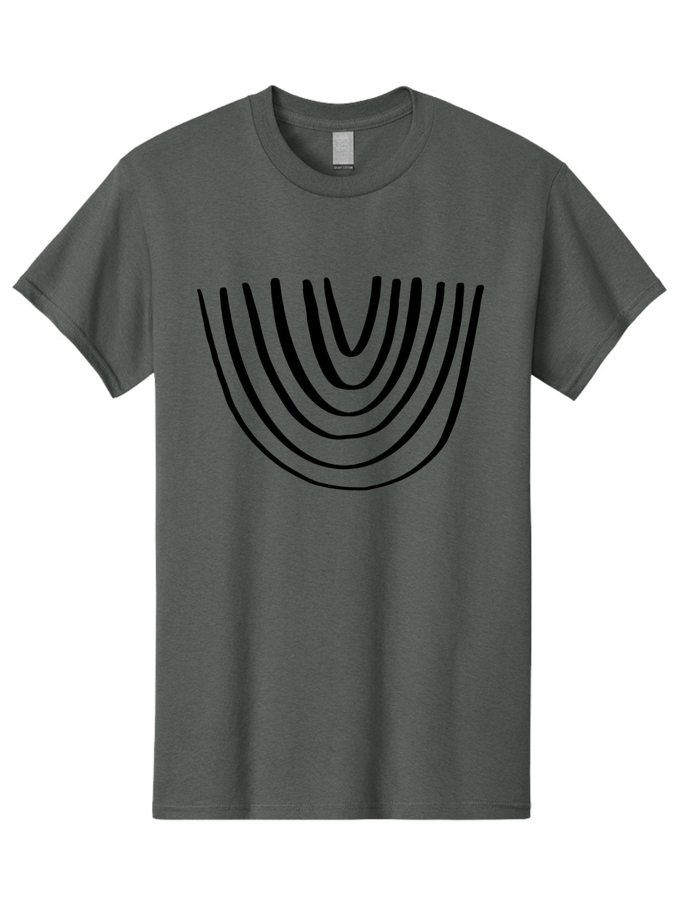 Stacked-Arches Men'S Graphic Tee, 100% Cotton, Comfortable Casual Summer Wear, Machine Washable, Black Arches, Curved Lines, Minimalist Design, Simple Shapes, Abstract Art, Geometric Pattern, Bold Graphics -  Aaa491 3