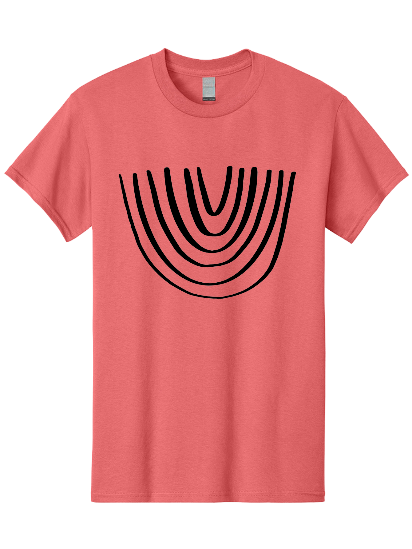Stacked-Arches Men'S Graphic Tee, 100% Cotton, Comfortable Casual Summer Wear, Machine Washable, Black Arches, Curved Lines, Minimalist Design, Simple Shapes, Abstract Art, Geometric Pattern, Bold Graphics -  Aaa491 5