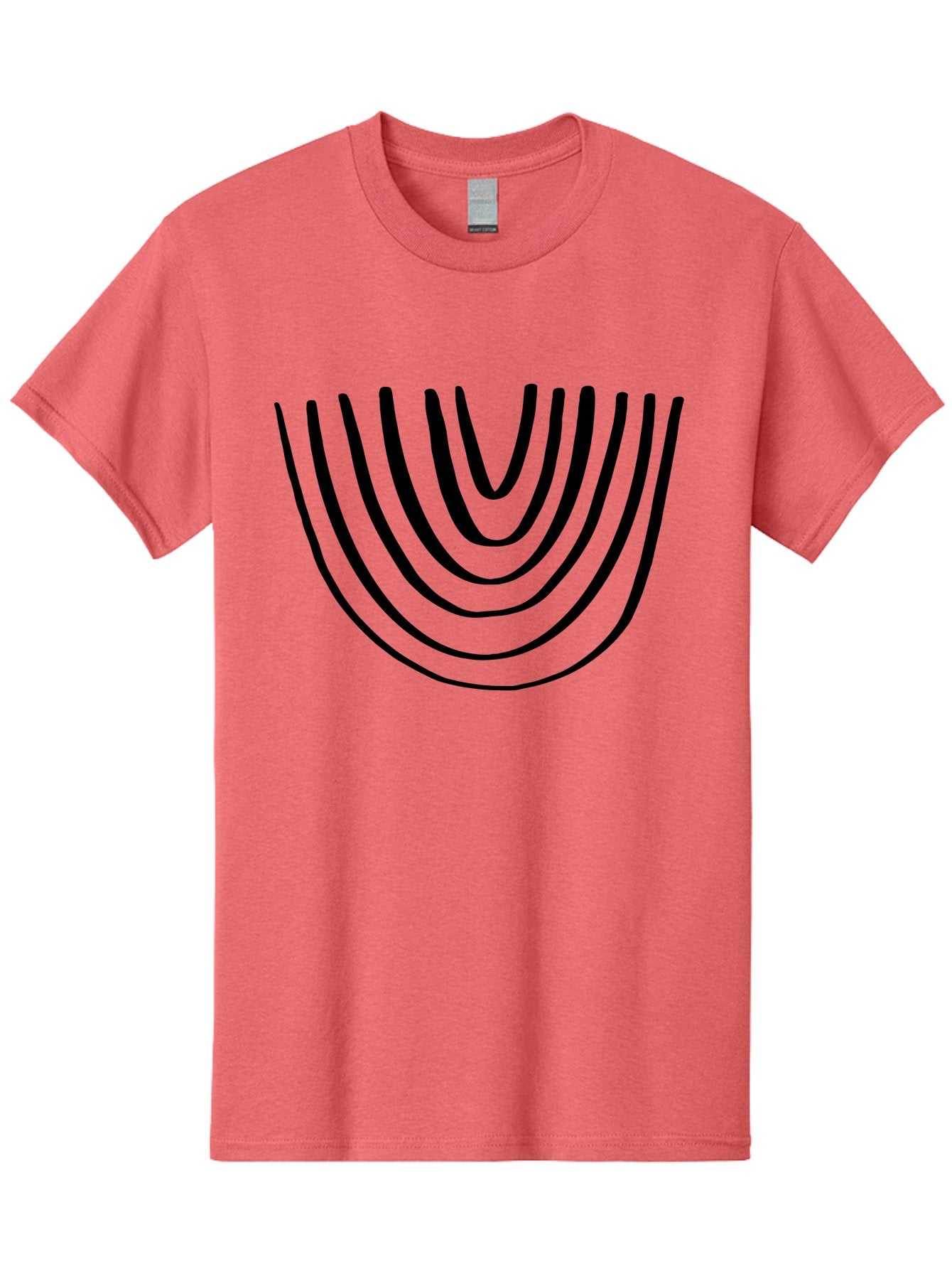 Stacked-Arches Men'S Graphic Tee, 100% Cotton, Comfortable Casual Summer Wear, Machine Washable, Black Arches, Curved Lines, Minimalist Design, Simple Shapes, Abstract Art, Geometric Pattern, Bold Graphics -  Aaa491 23