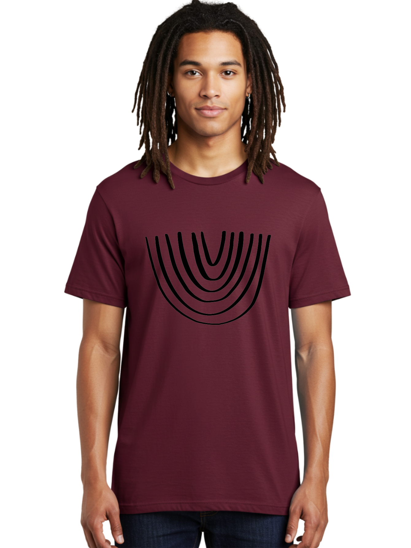 Stacked-Arches Men'S Graphic Tee, 100% Cotton, Comfortable Casual Summer Wear, Machine Washable, Black Arches, Curved Lines, Minimalist Design, Simple Shapes, Abstract Art, Geometric Pattern, Bold Graphics -  Aaa491 14