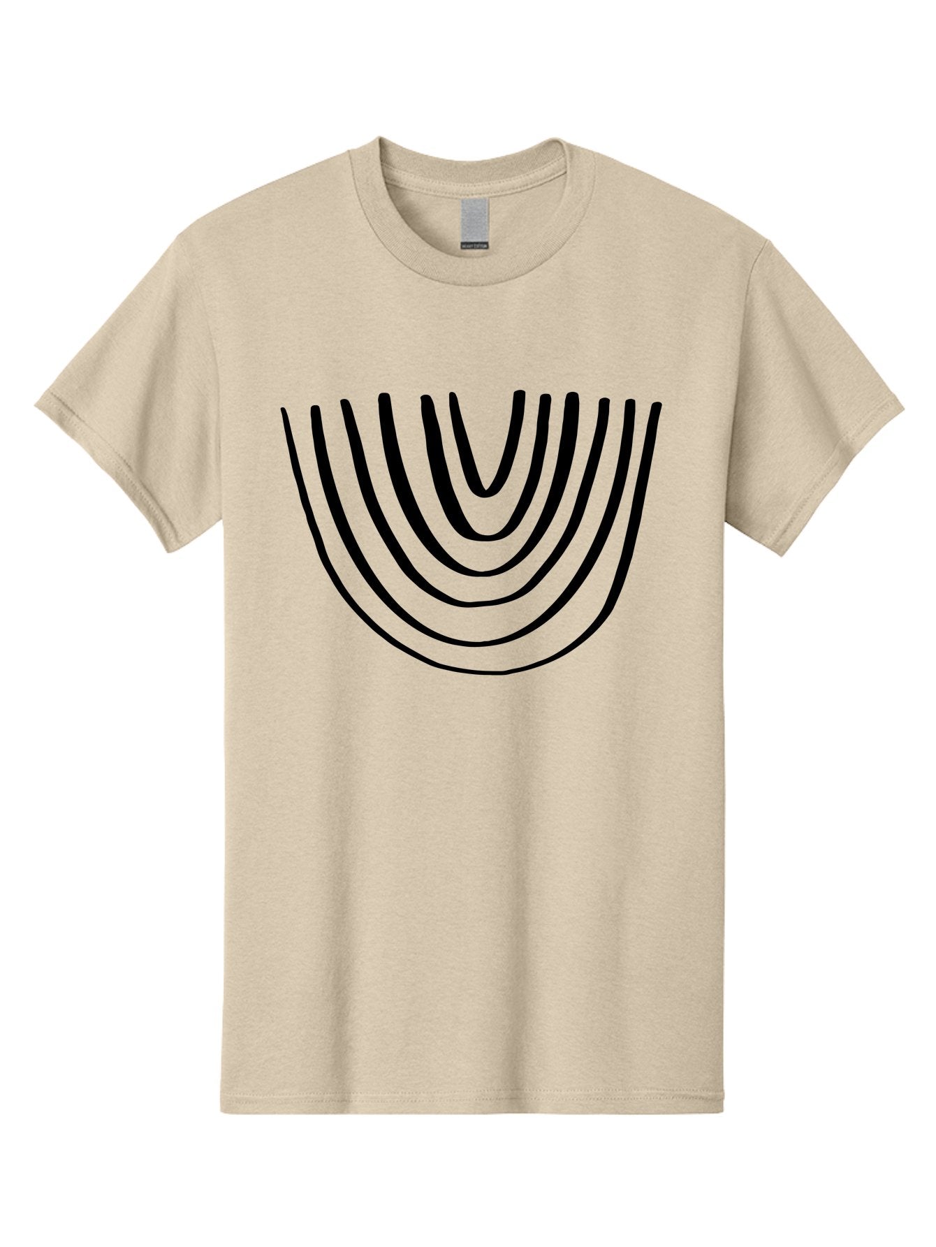 Stacked-Arches Men'S Graphic Tee, 100% Cotton, Comfortable Casual Summer Wear, Machine Washable, Black Arches, Curved Lines, Minimalist Design, Simple Shapes, Abstract Art, Geometric Pattern, Bold Graphics -  Aaa491 17