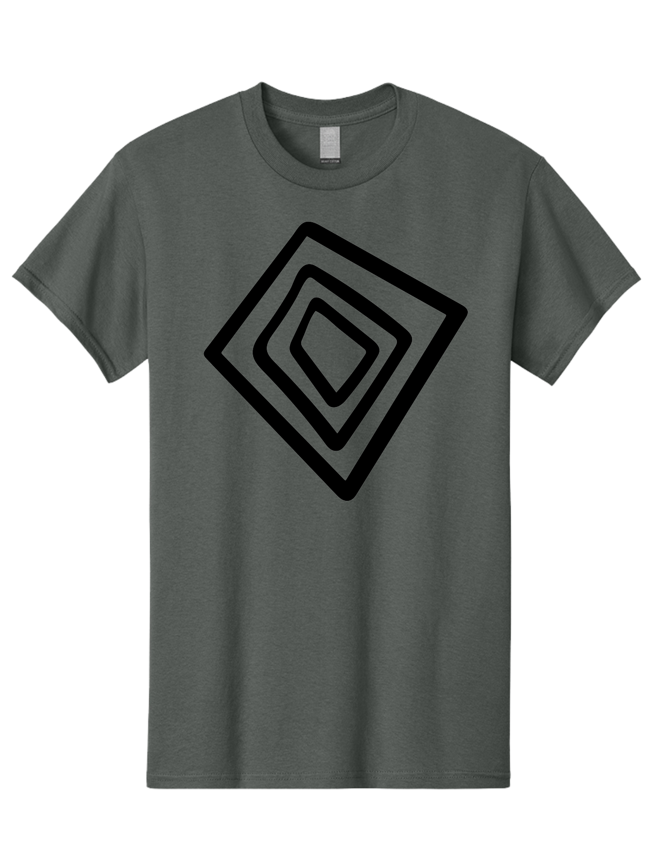 Stacked-Diamonds Men'S Graphic Tee, 100% Cotton, Comfortable Casual Summer Wear, Machine Washable, Concentric Diamond Shapes, Layered Design, Minimalist Art, Black And Green, Geometric Pattern, Modern Aesthetic, Simple Graphics -  Aaa492 3