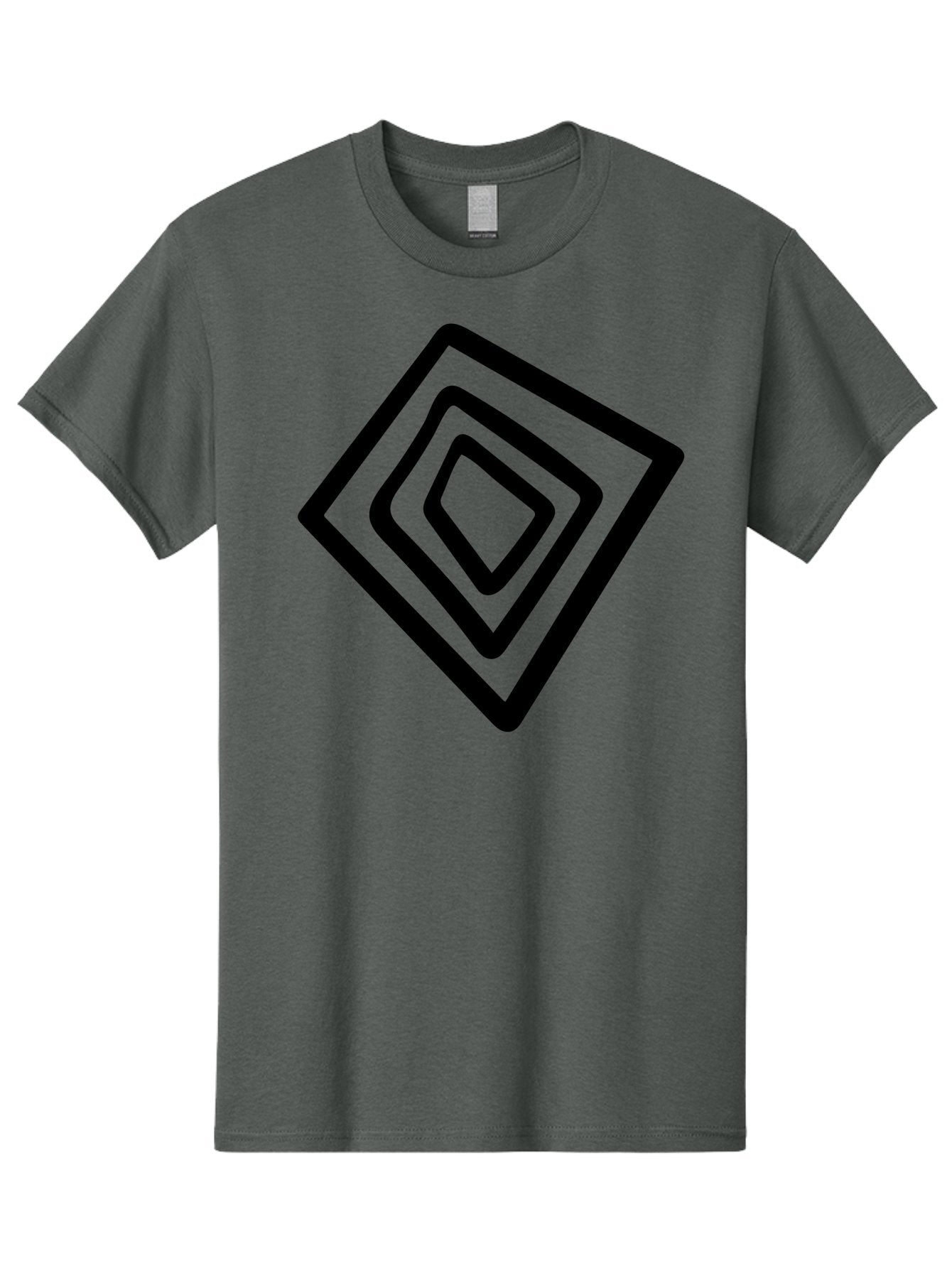 Stacked-Diamonds Men'S Graphic Tee, 100% Cotton, Comfortable Casual Summer Wear, Machine Washable, Concentric Diamond Shapes, Layered Design, Minimalist Art, Black And Green, Geometric Pattern, Modern Aesthetic, Simple Graphics -  Aaa492 15
