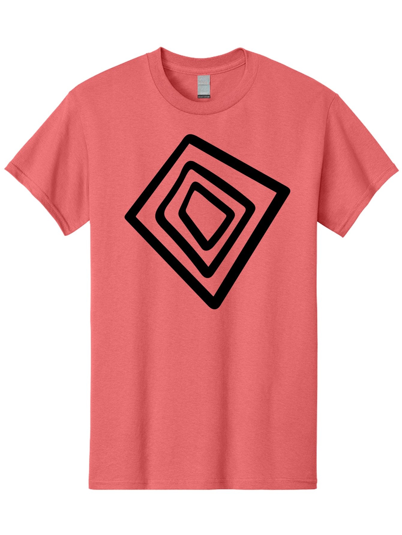 Stacked-Diamonds Men'S Graphic Tee, 100% Cotton, Comfortable Casual Summer Wear, Machine Washable, Concentric Diamond Shapes, Layered Design, Minimalist Art, Black And Green, Geometric Pattern, Modern Aesthetic, Simple Graphics -  Aaa492 23