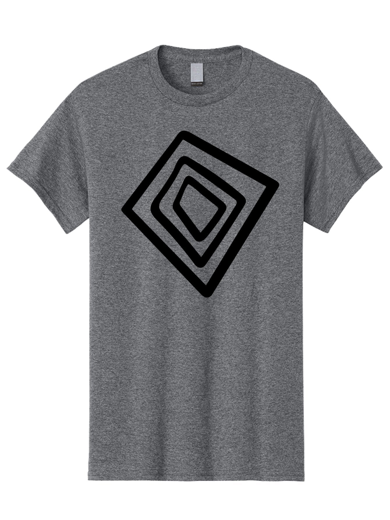 Stacked-Diamonds Men'S Graphic Tee, 100% Cotton, Comfortable Casual Summer Wear, Machine Washable, Concentric Diamond Shapes, Layered Design, Minimalist Art, Black And Green, Geometric Pattern, Modern Aesthetic, Simple Graphics -  Aaa492 17