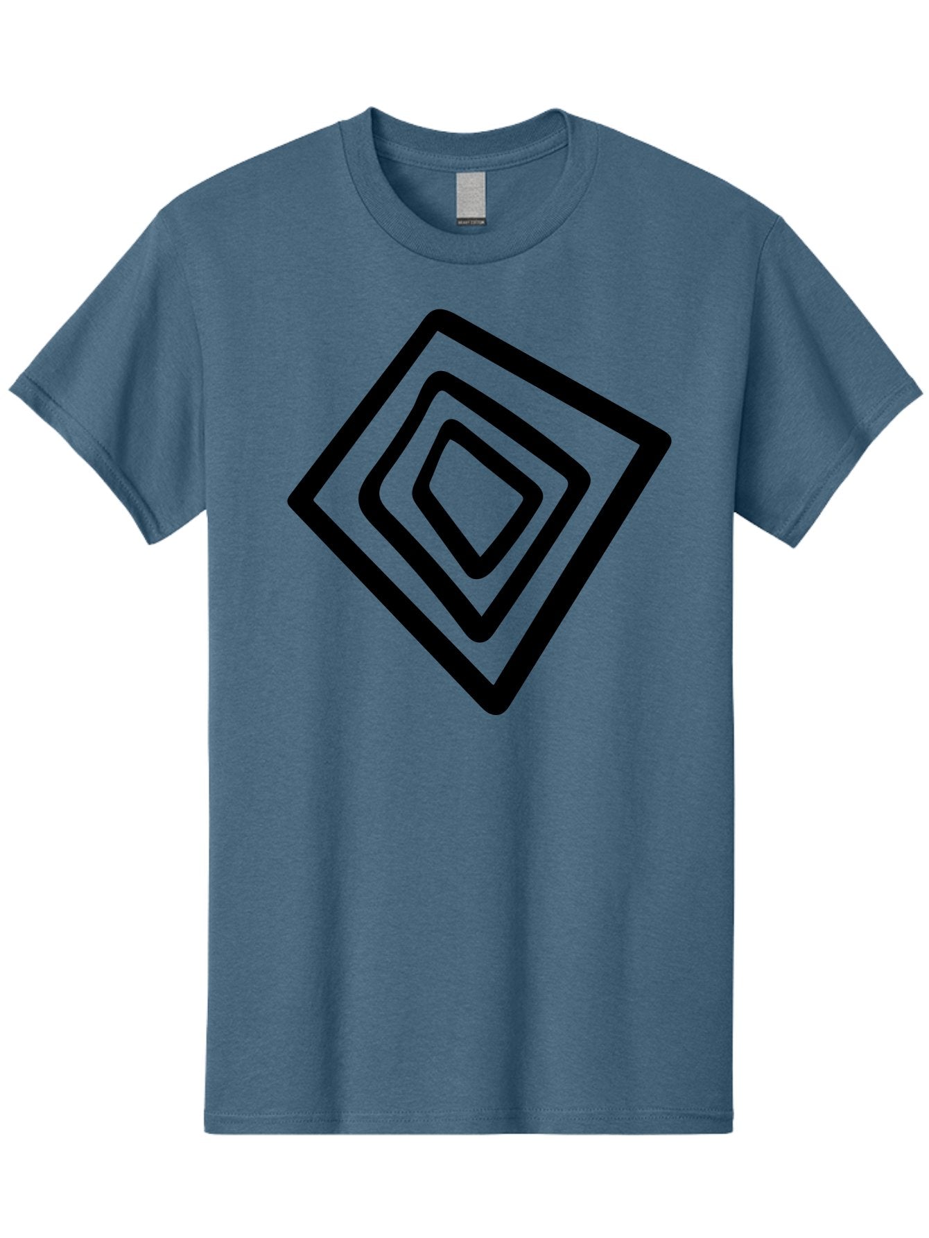 Stacked-Diamonds Men'S Graphic Tee, 100% Cotton, Comfortable Casual Summer Wear, Machine Washable, Concentric Diamond Shapes, Layered Design, Minimalist Art, Black And Green, Geometric Pattern, Modern Aesthetic, Simple Graphics -  Aaa492